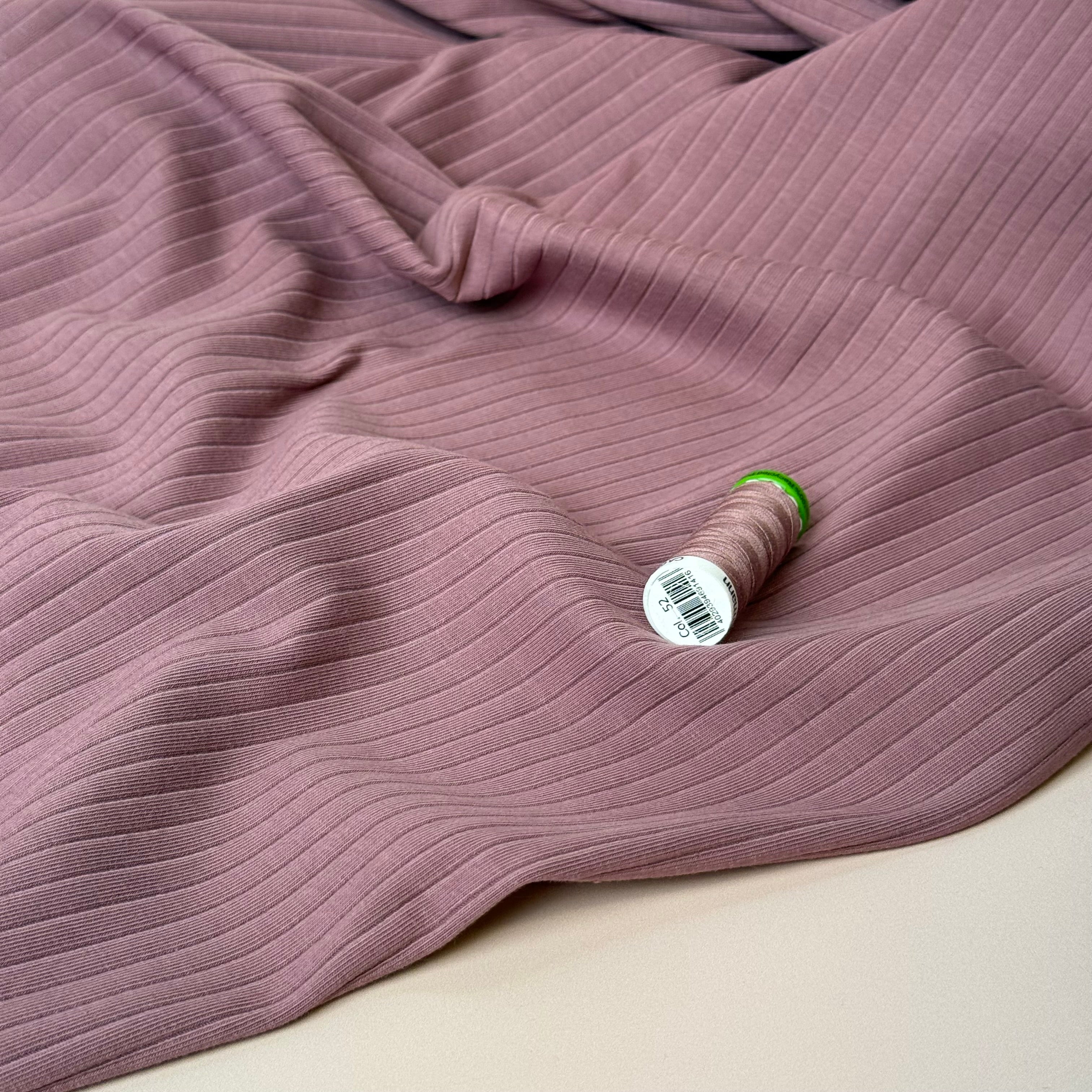 Wistful Mauve Cotton Ribbed Jersey