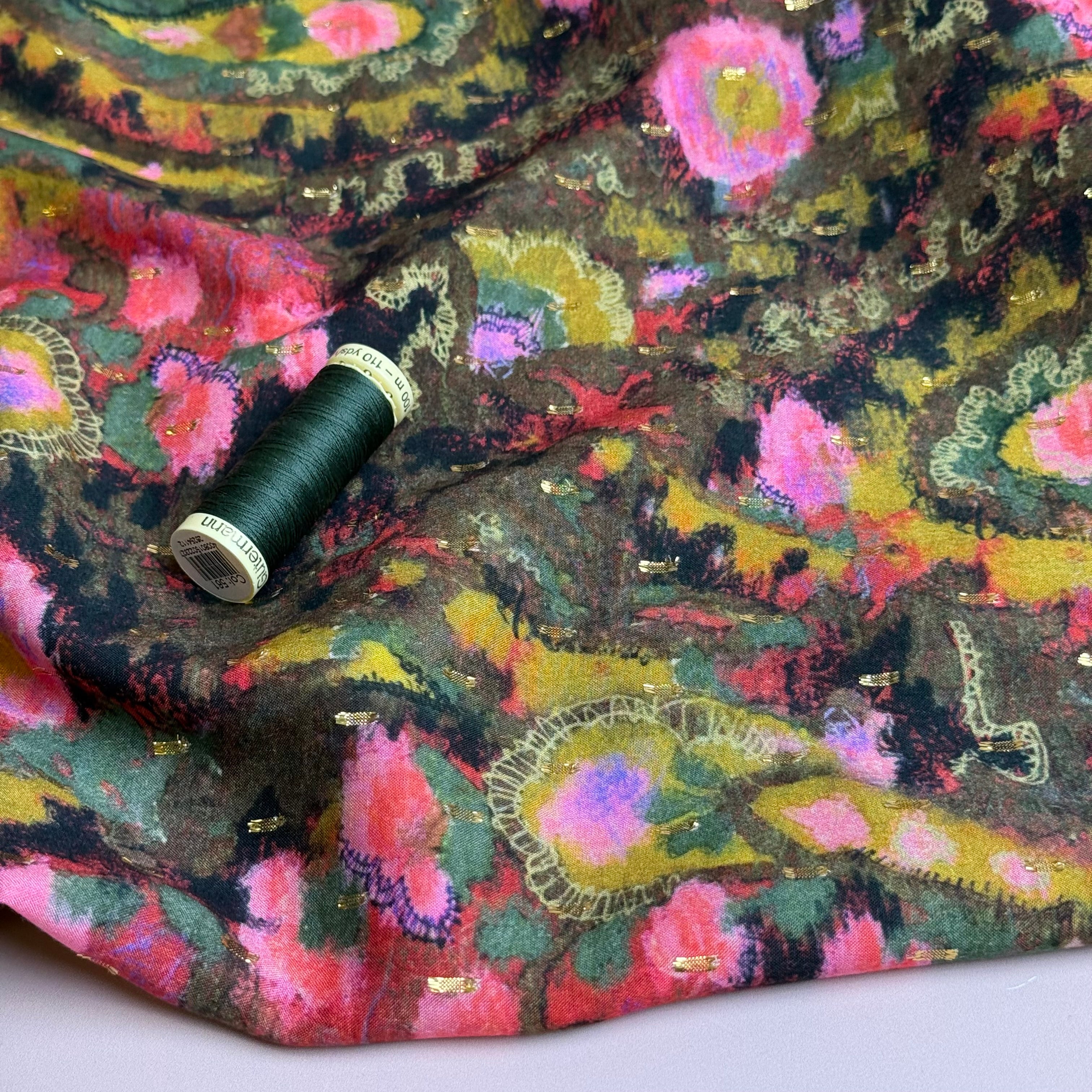 Autumn Paisley with Lurex Viscose Fabric