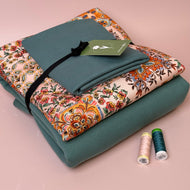 Make an Outfit Colour Bundle - Patchwork Viscose Twill & Sweatshirting in Sea Pine with Ribbing