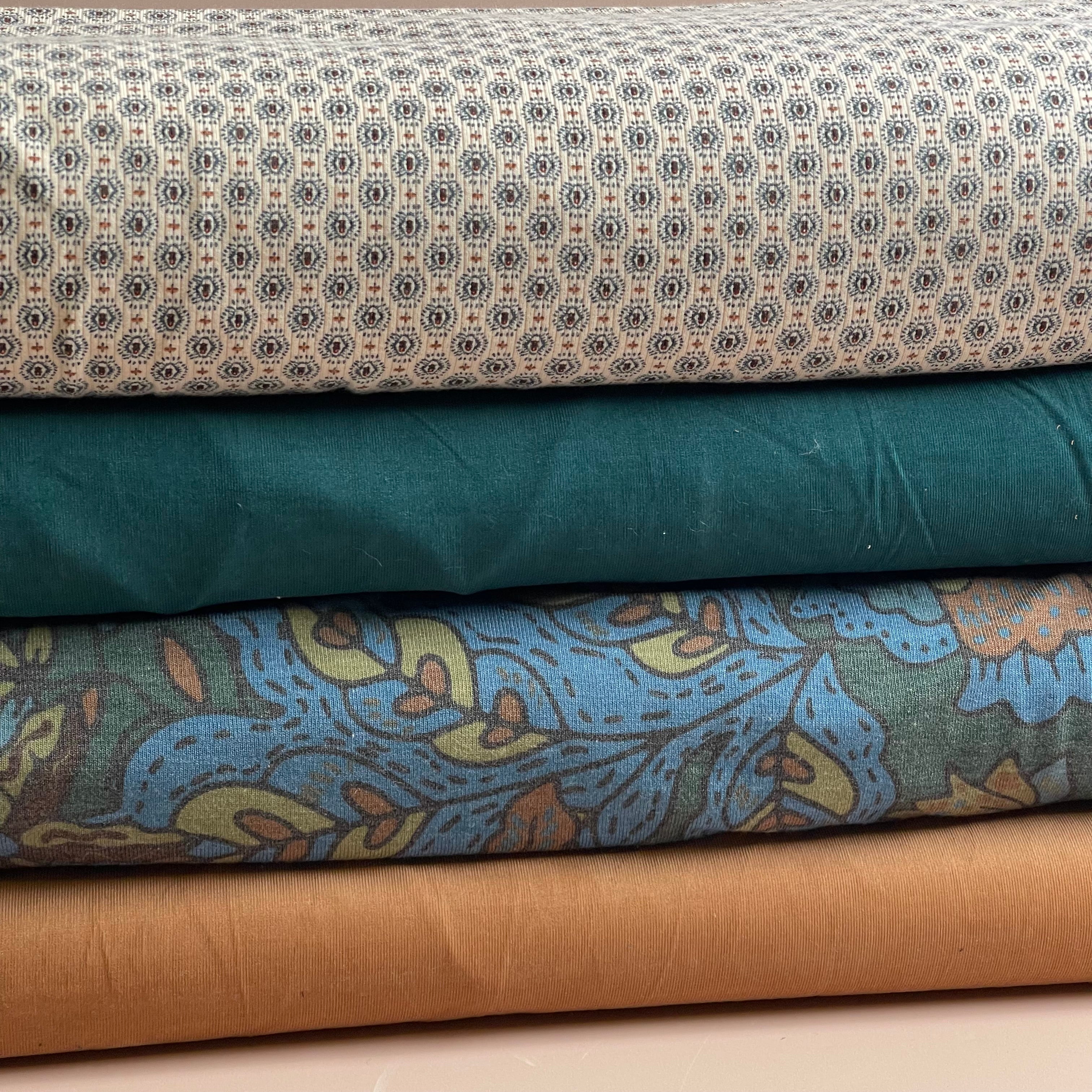 Ornamental Decorations Petrol Cotton Ribbed Jersey