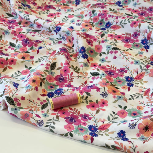 Summer Flowers with Lurex Viscose Fabric