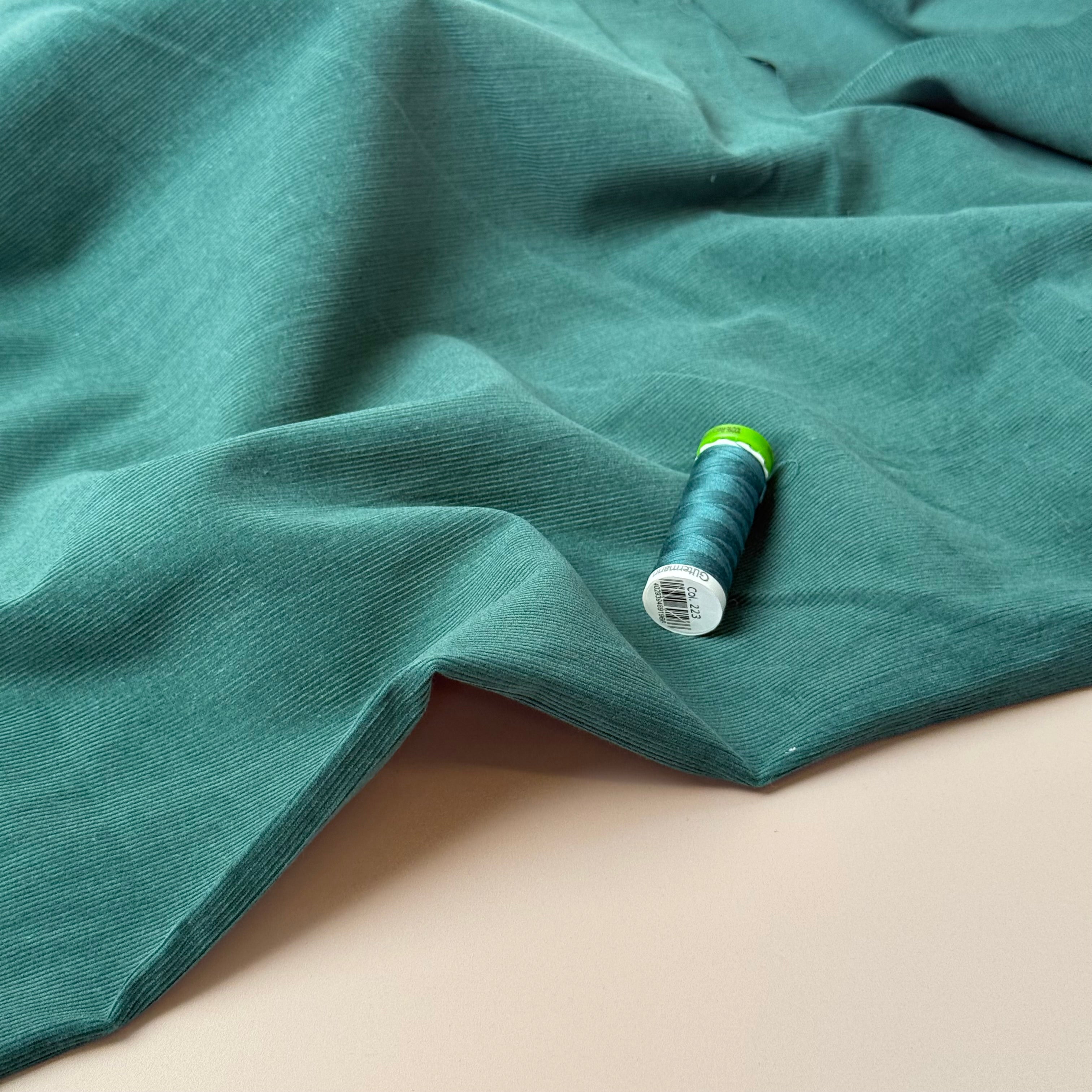 21 Wale Cotton Needlecord in Teal