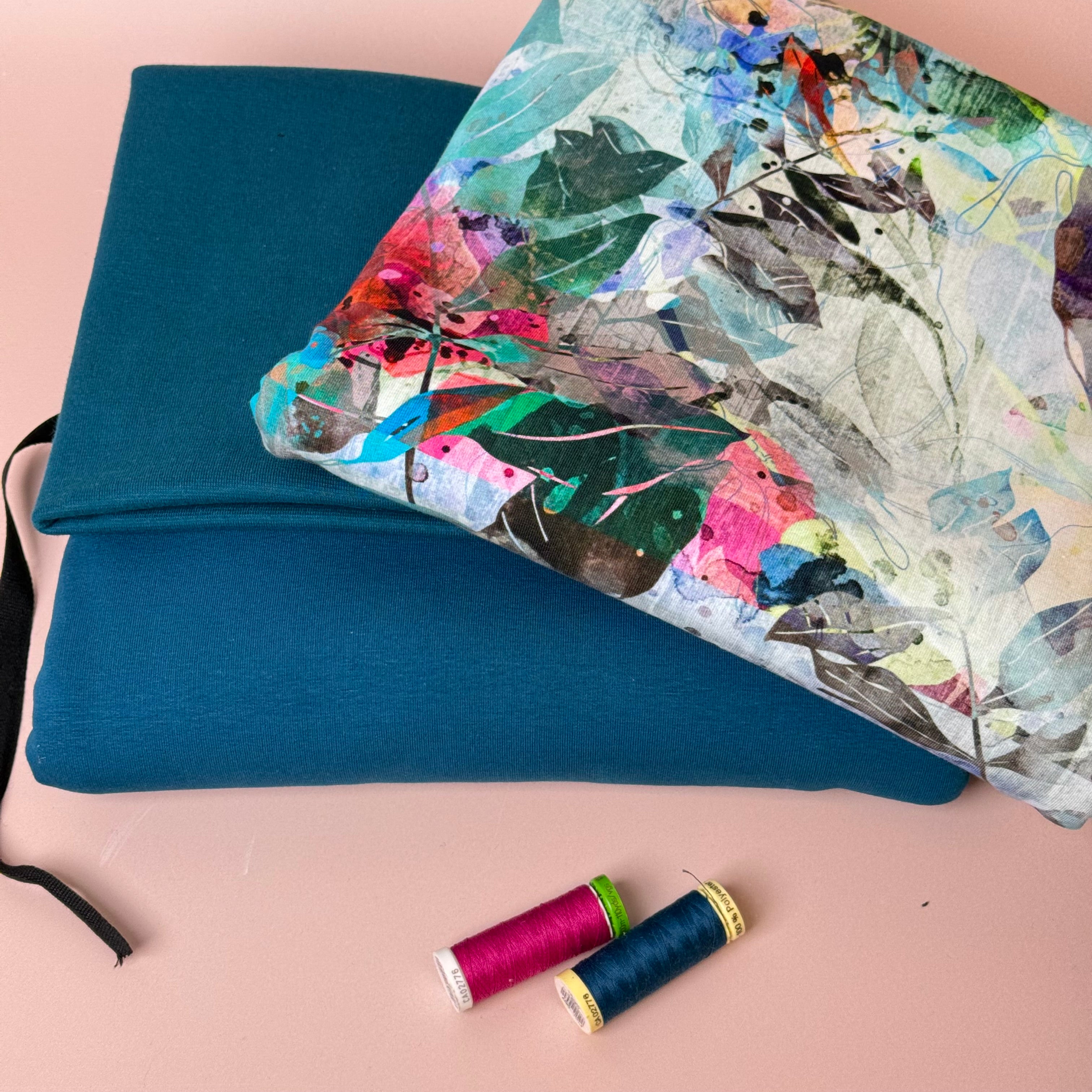 Make an Outfit Colour Bundle - Abstract Cotton Jersey with Sweatshirting & Ribbing