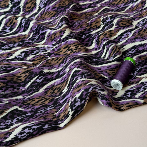 Purple Jungle Viscose Twill