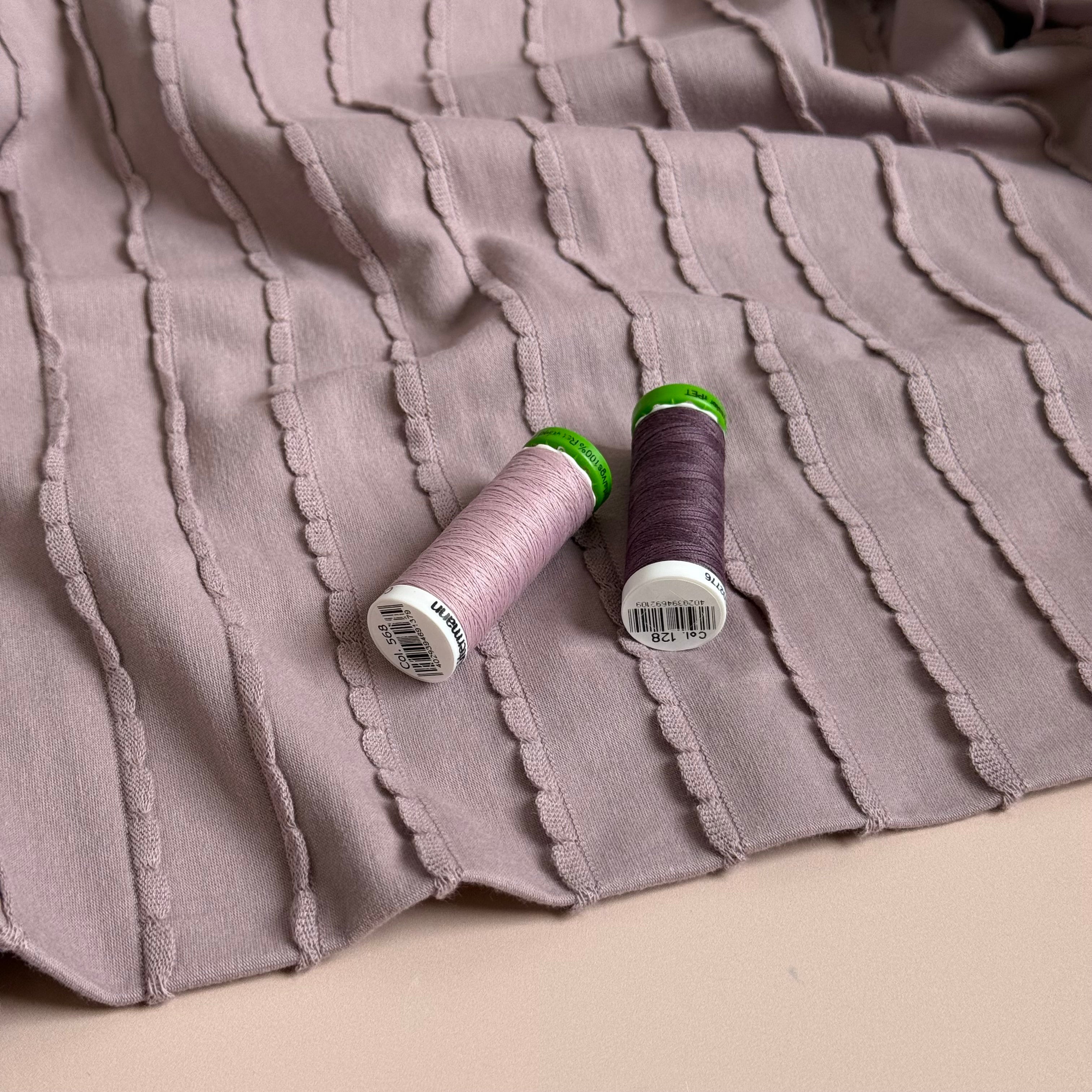Knitted Frills Mauve Cotton Jersey Fabric