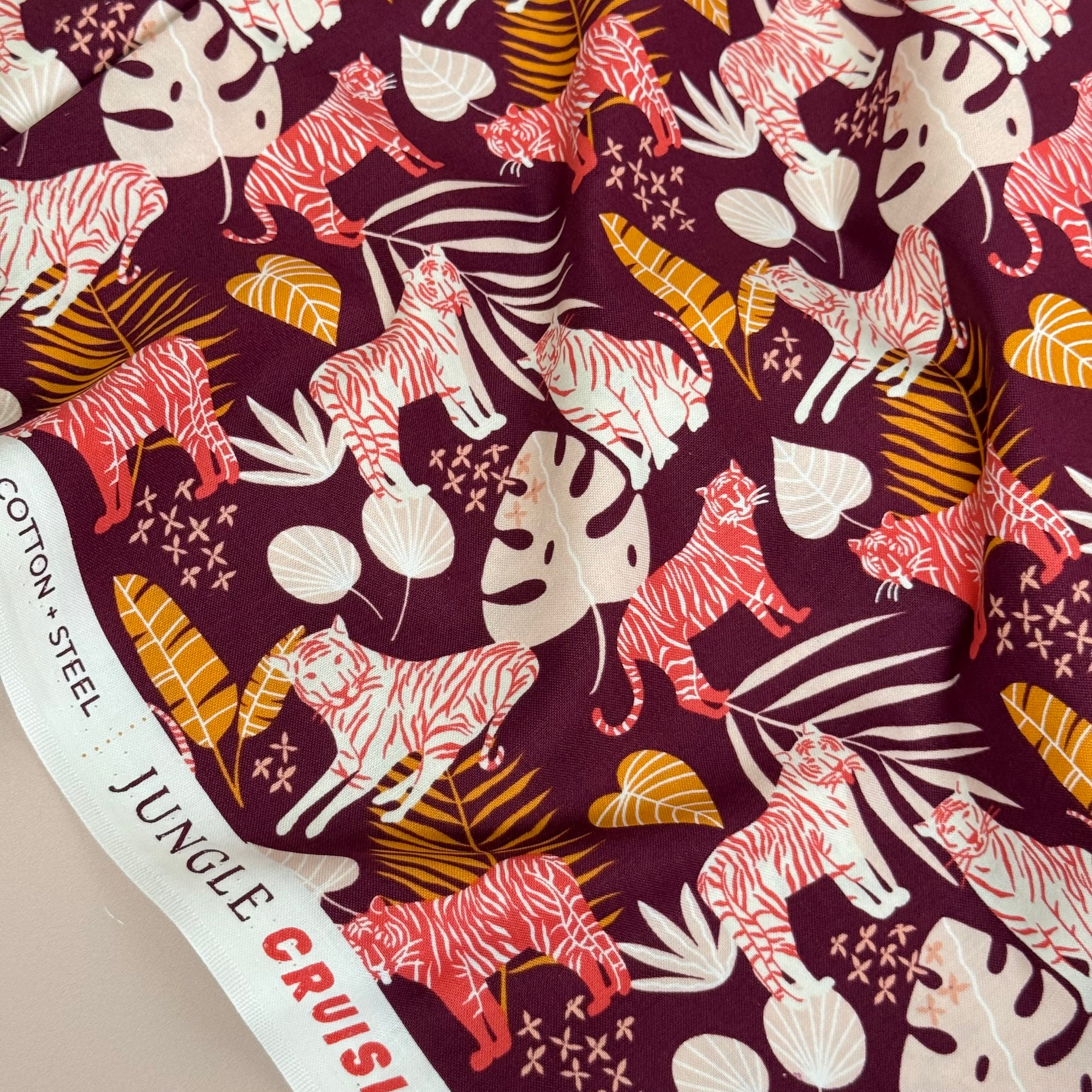 Cotton and Steel - Stripe Squad in Fiery Fushia Japanese Cotton from Jungle Cruisin'