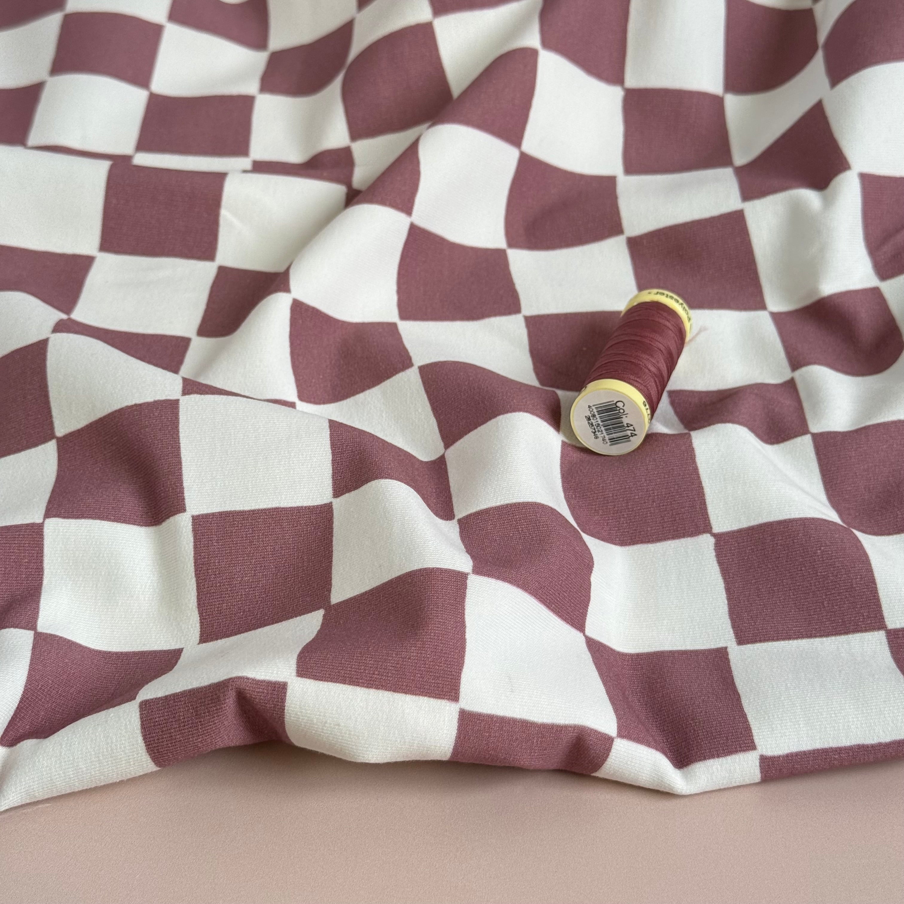 Checkers Pink GOTS Organic Cotton French Terry