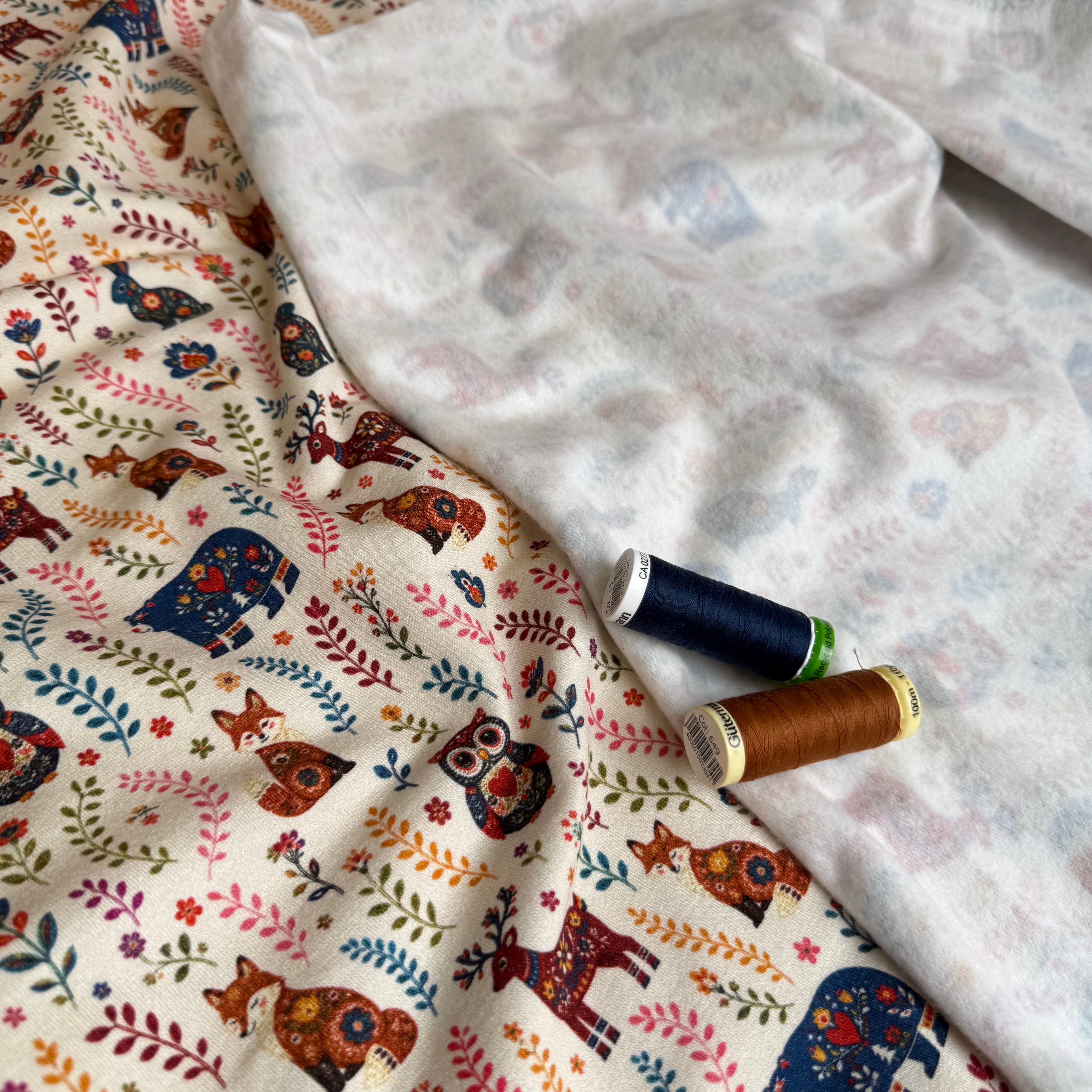 Nordic Animals Soft Cotton Sweat-shirting Fabric