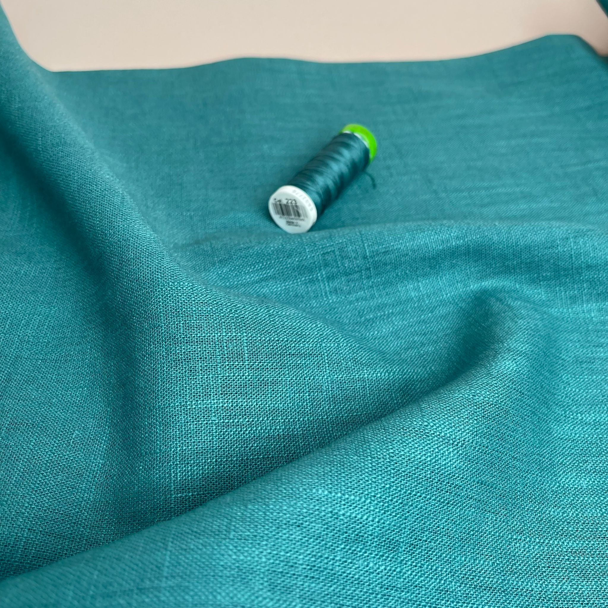 REMNANT 1.7 Metres - Breeze Teal - Enzyme Washed Linen Cotton Fabric