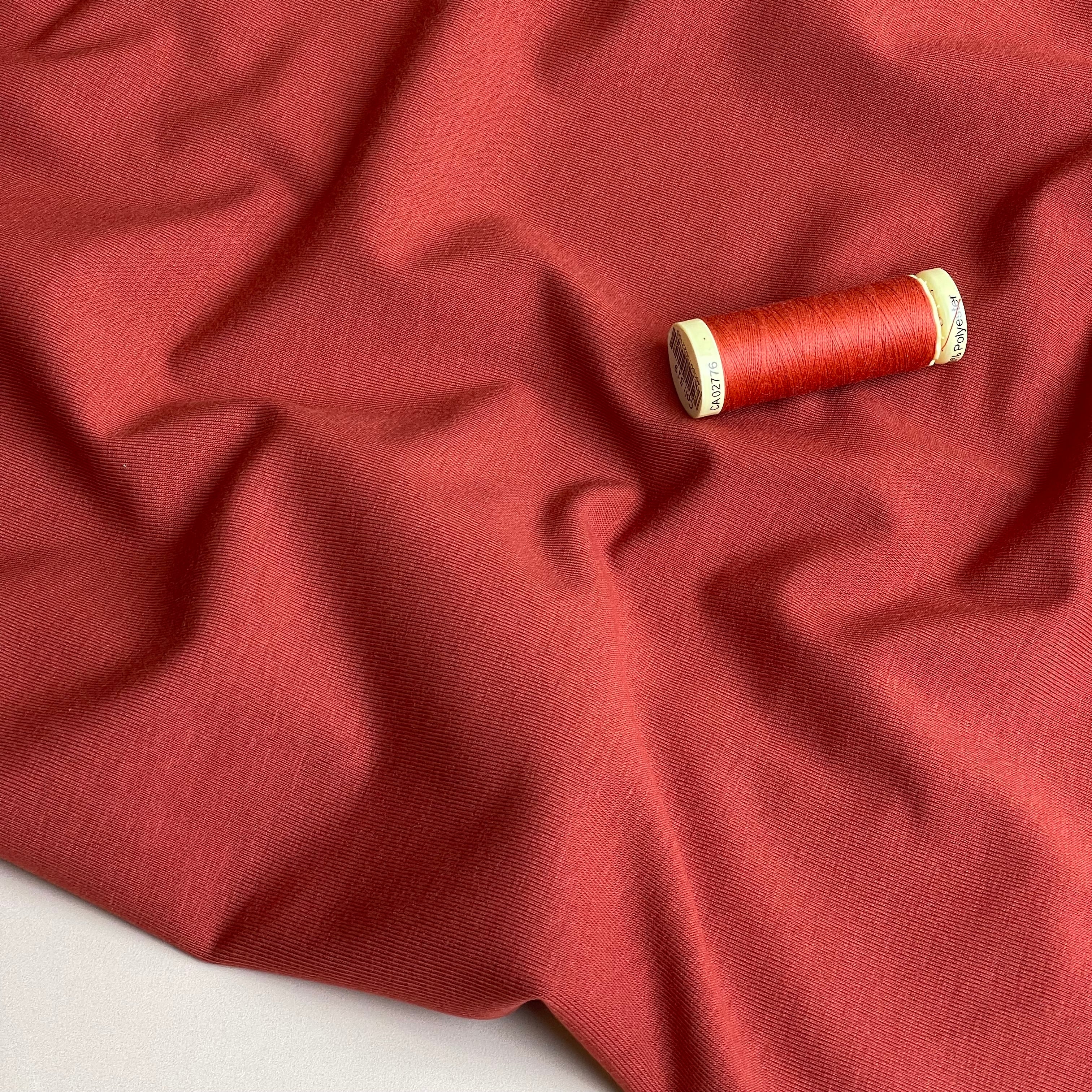 Essential Chic Terracotta Plain Cotton Jersey Fabric
