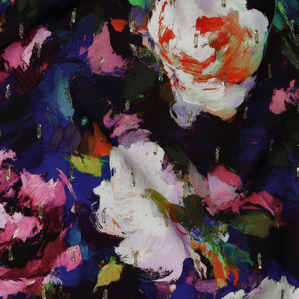 Impressionist Florals with Lurex Viscose Fabric