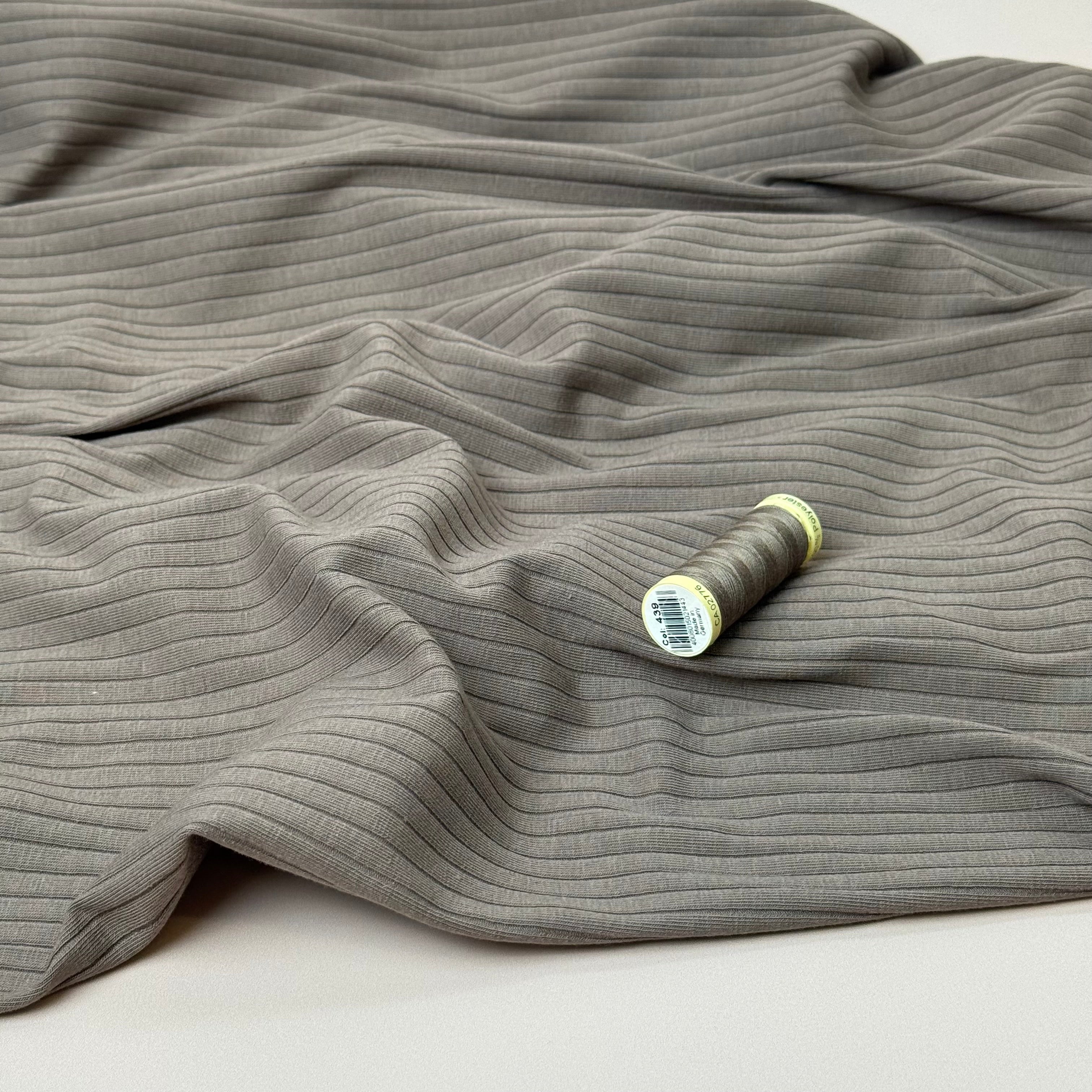 Taupe Cotton Ribbed Jersey