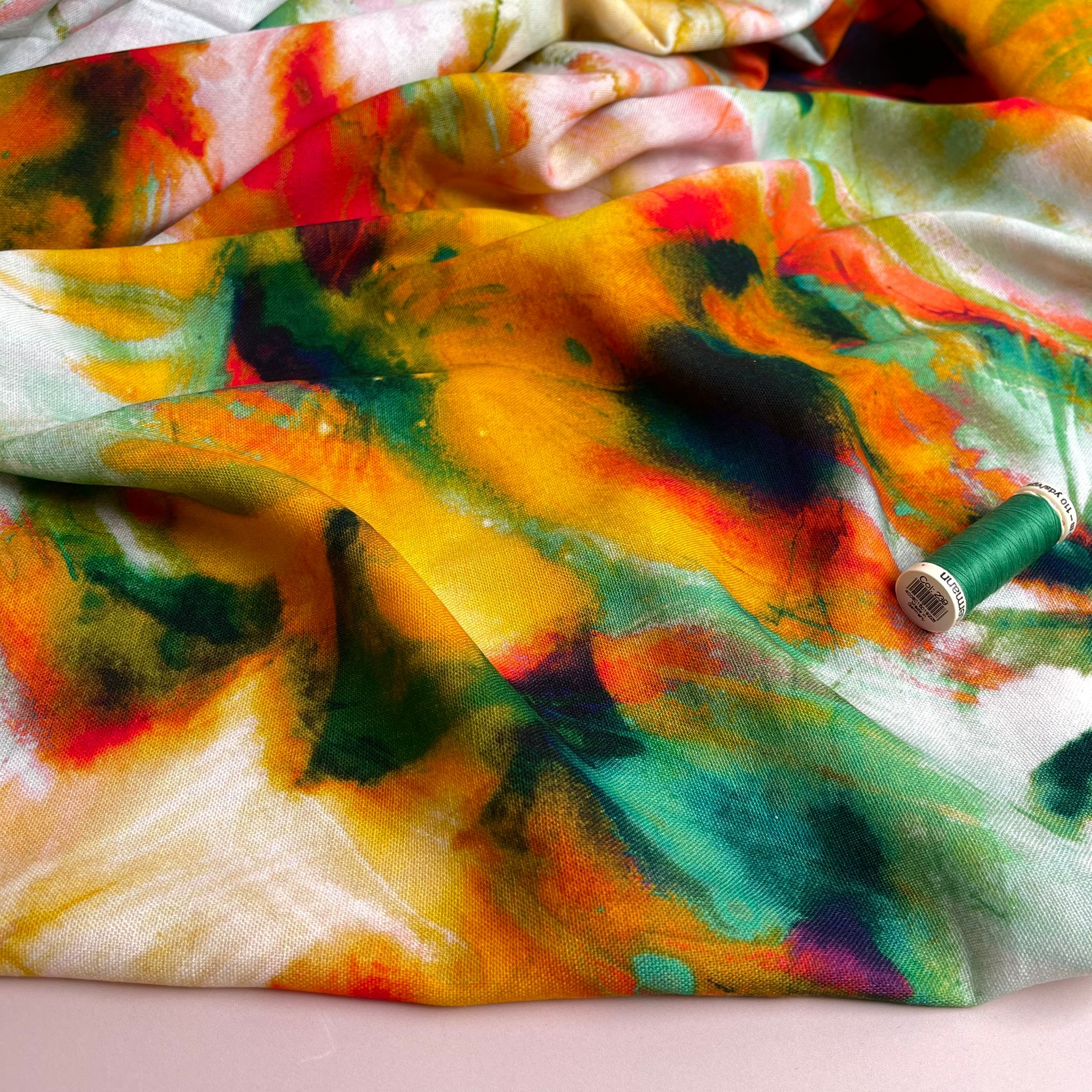 Bold Spring Blooms Viscose Linen Fabric