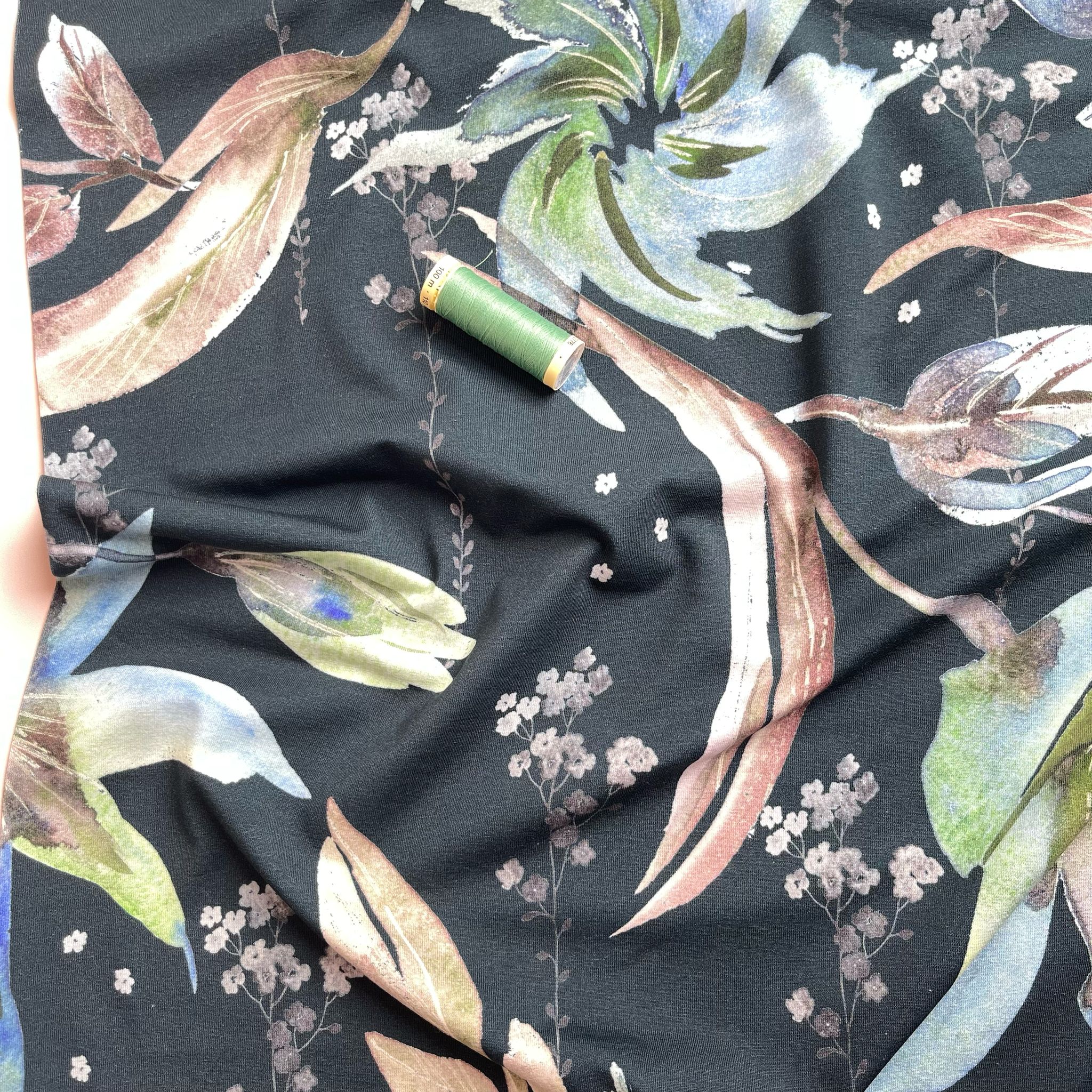 Danish Design - Midnight Blooms Cotton Jersey Fabric