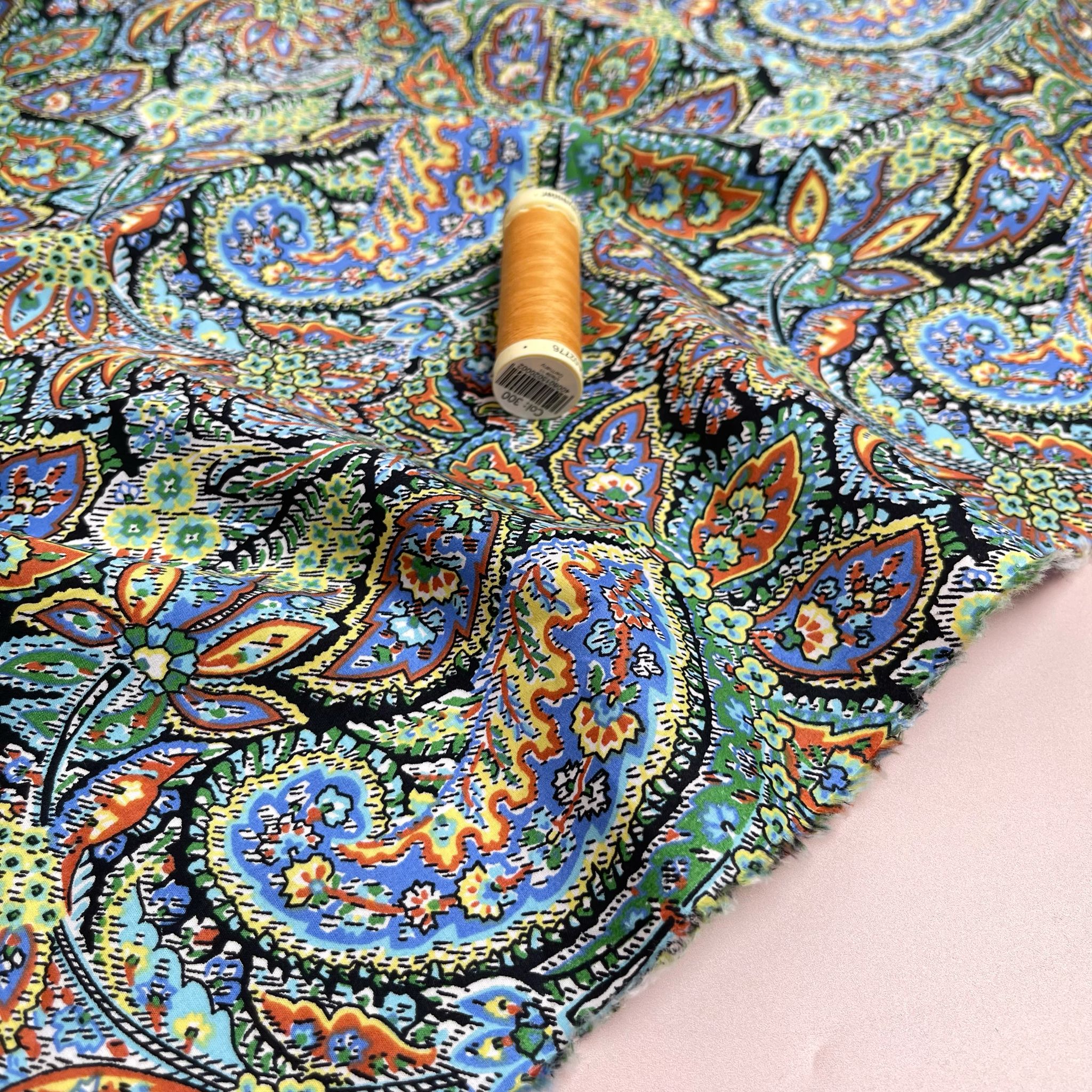 Paisley Dream in Green Cotton Lawn Fabric