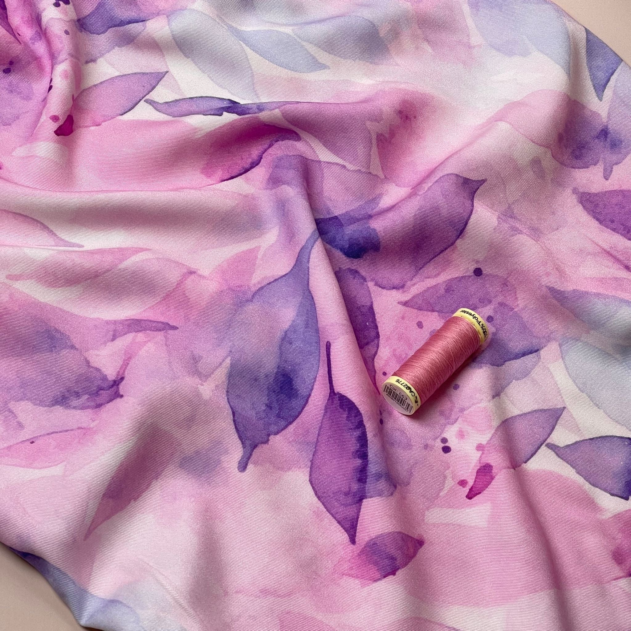 Light & Lush - Lilac Foliage Viscose Twill Fabric