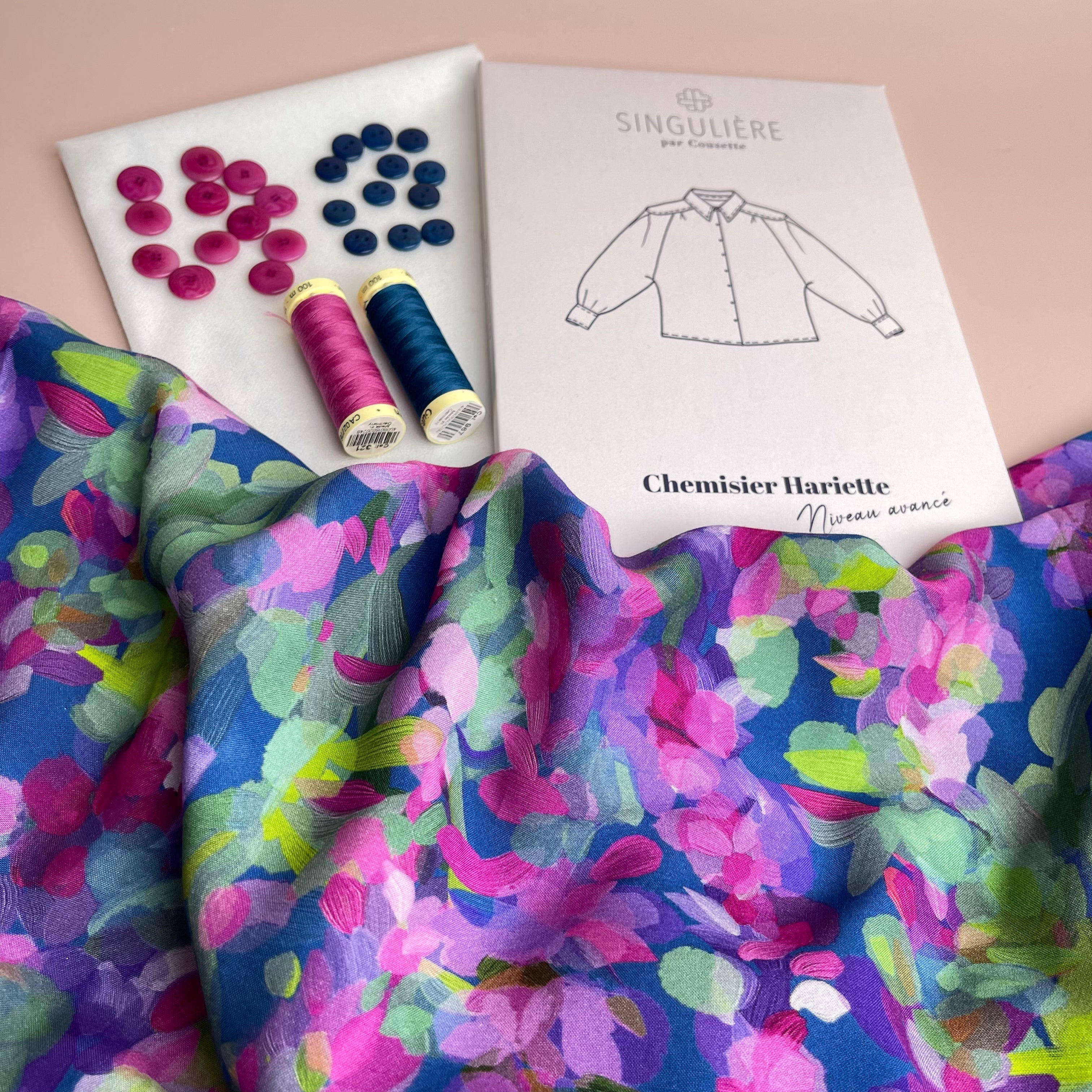Sewing Kit - Hariette Blouse in Lupine Petals Blue EcoVero Viscose