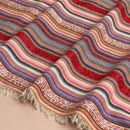 Yarn Dyed Red Stripes Jacquard Fabric