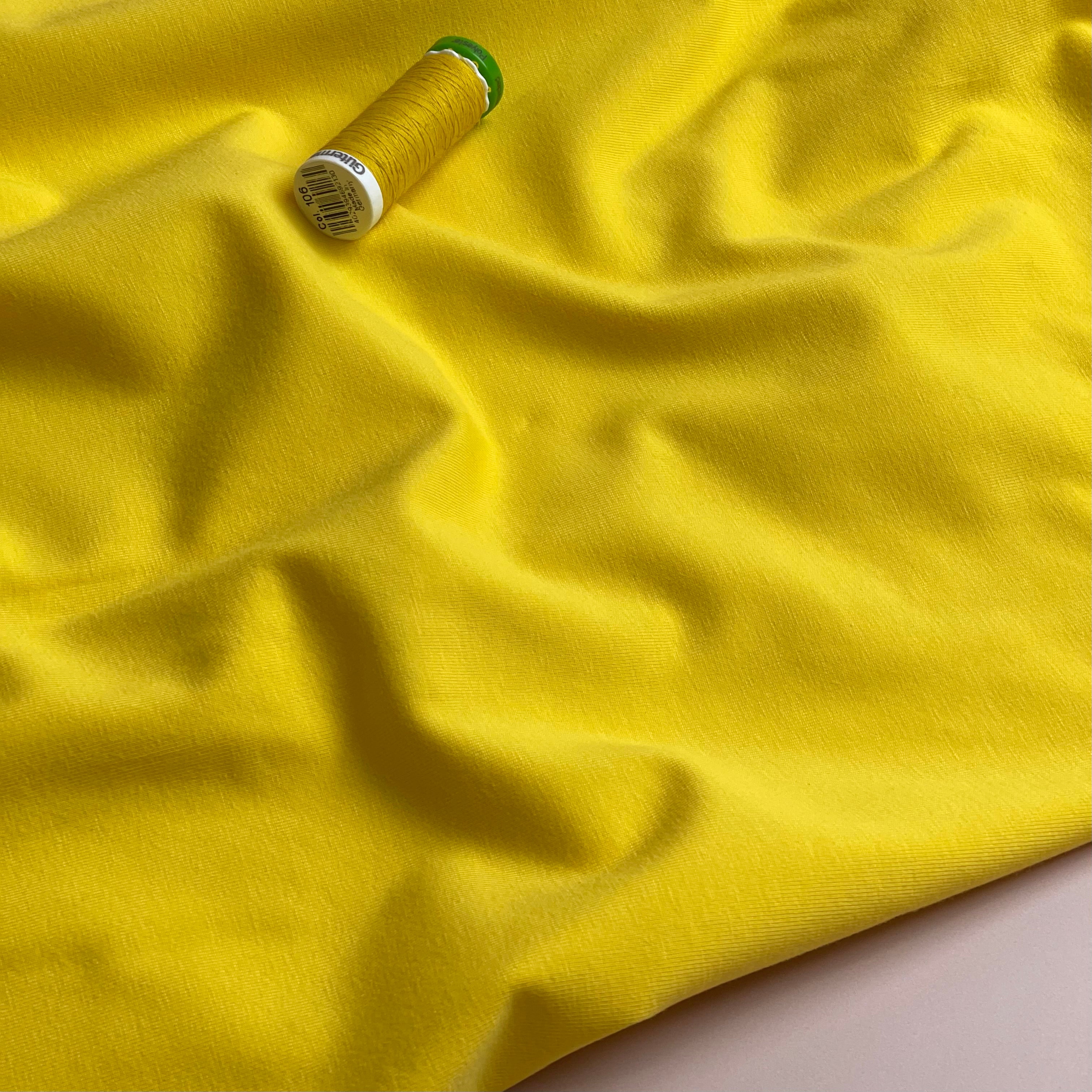 Essential Chic Sunny Yellow Plain Cotton Jersey Fabric