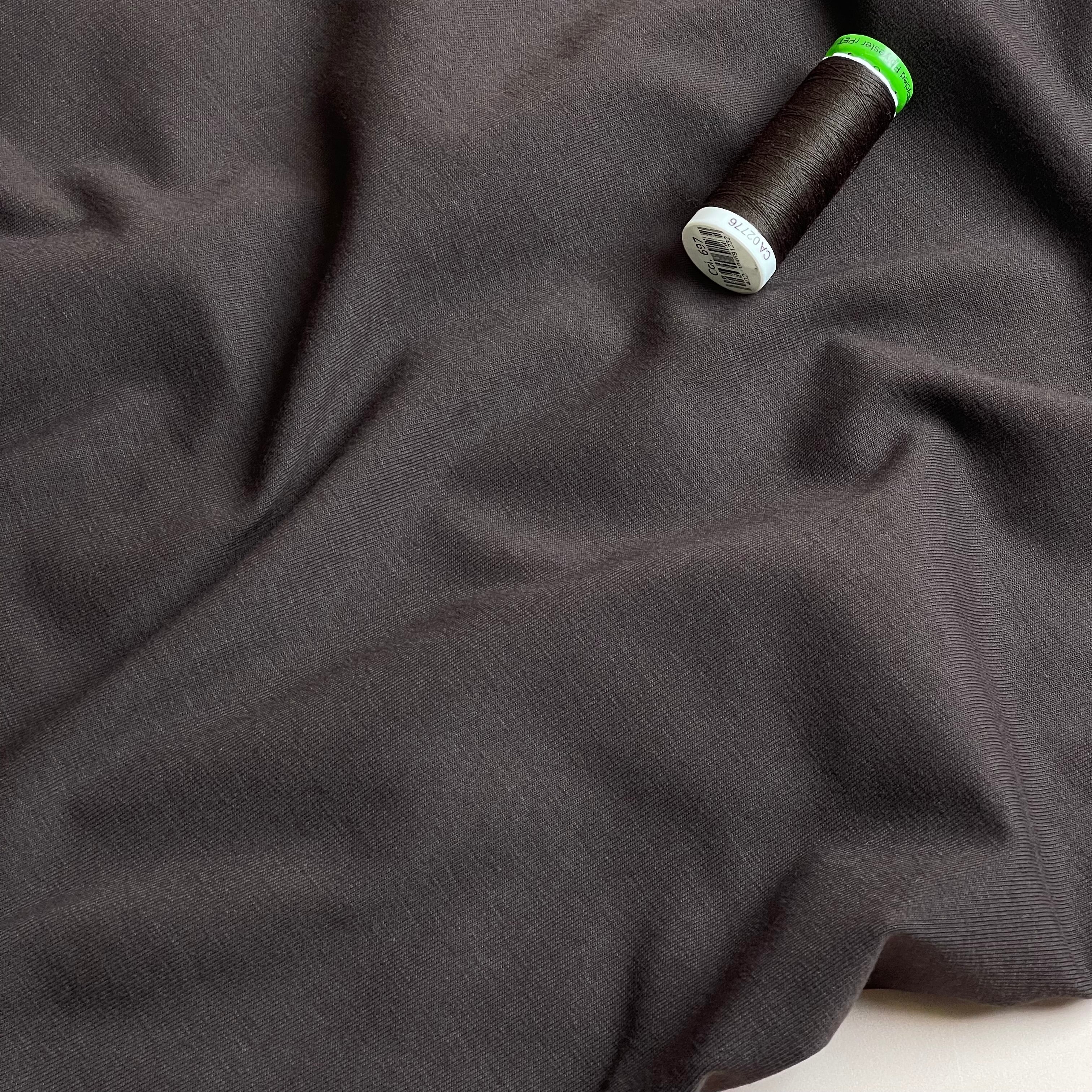 Essential Chic Dark Brown Plain Cotton Jersey Fabric