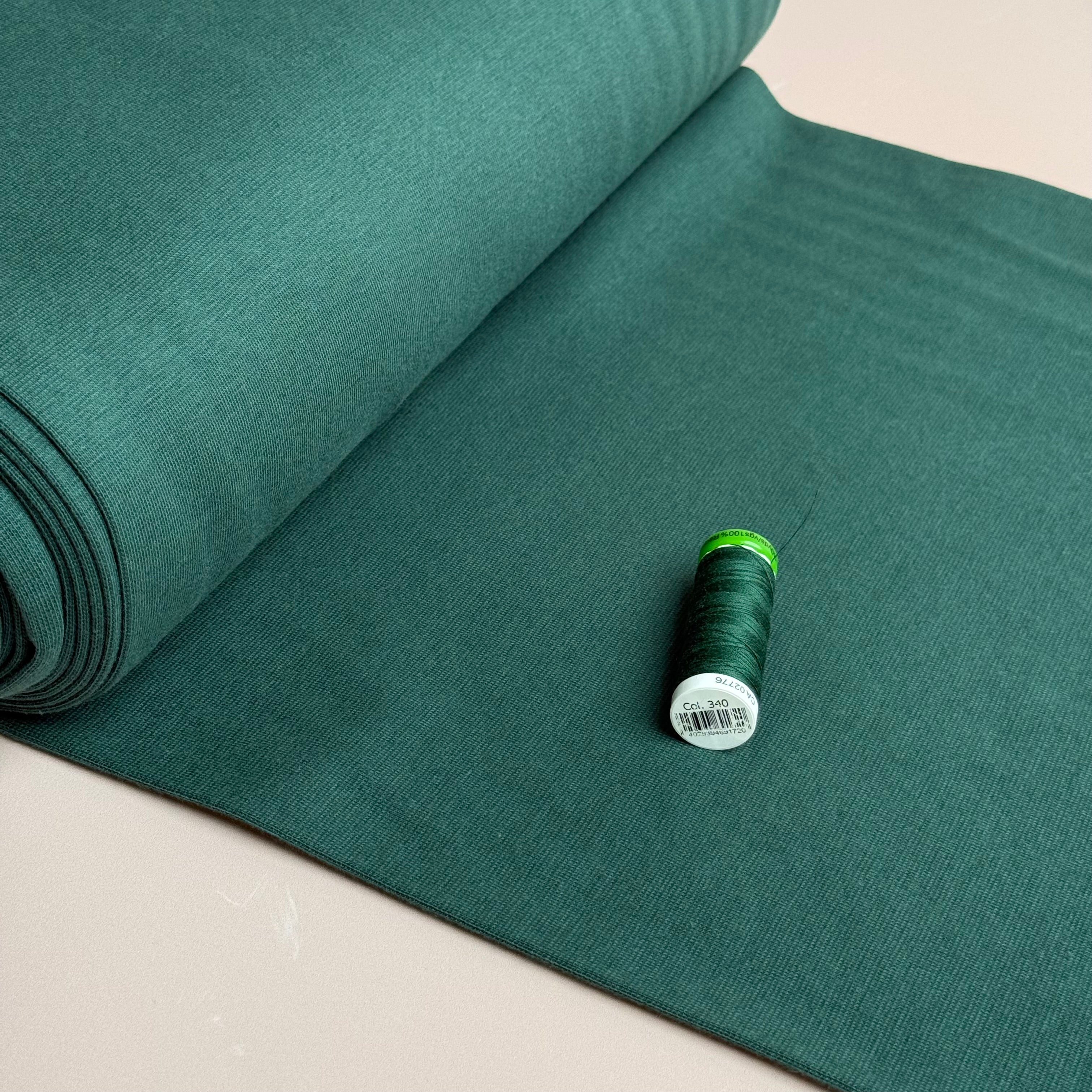 Dark Green Tabular Cotton Cuff Ribbing Fabric