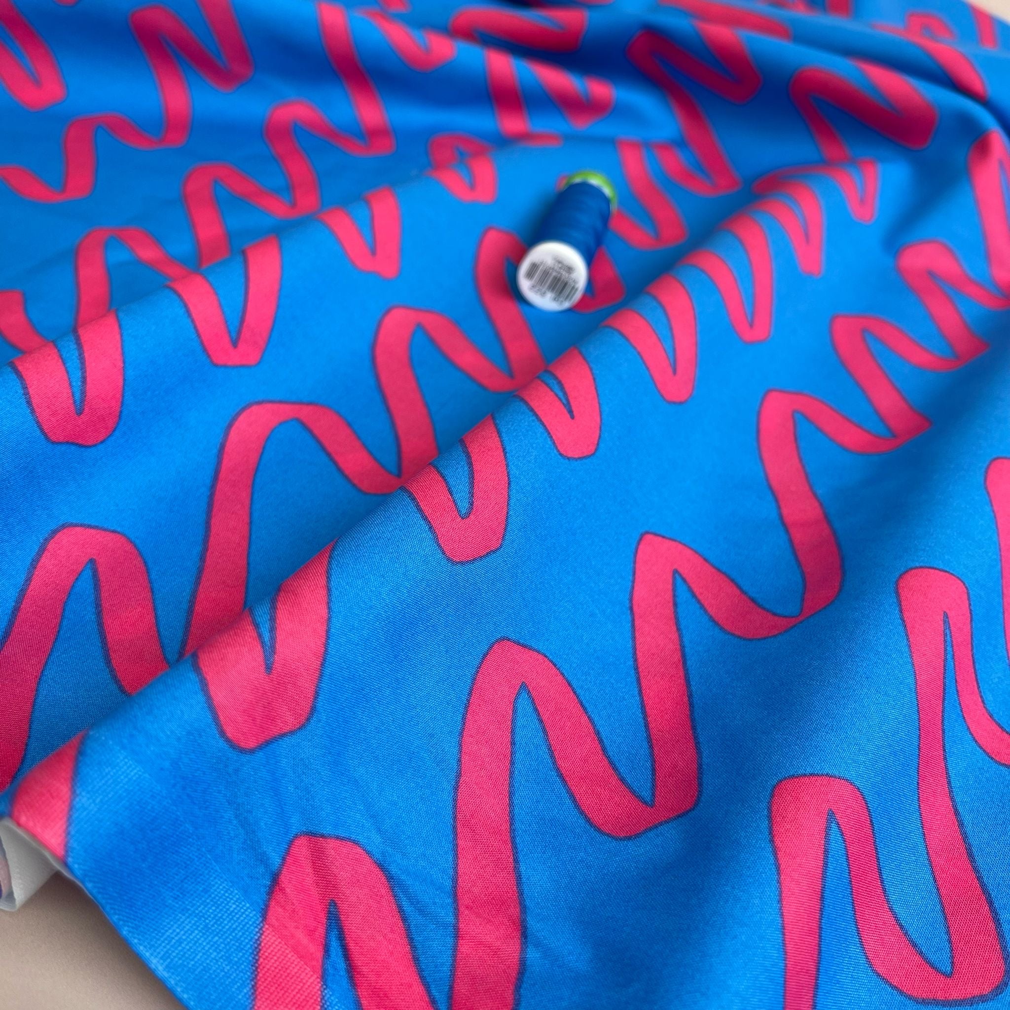 Nerida Hansen - Making Waves on Cobalt Cotton Poplin Fabric