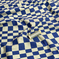 Checkers in Blue and Lime Green Cotton Jersey Fabric