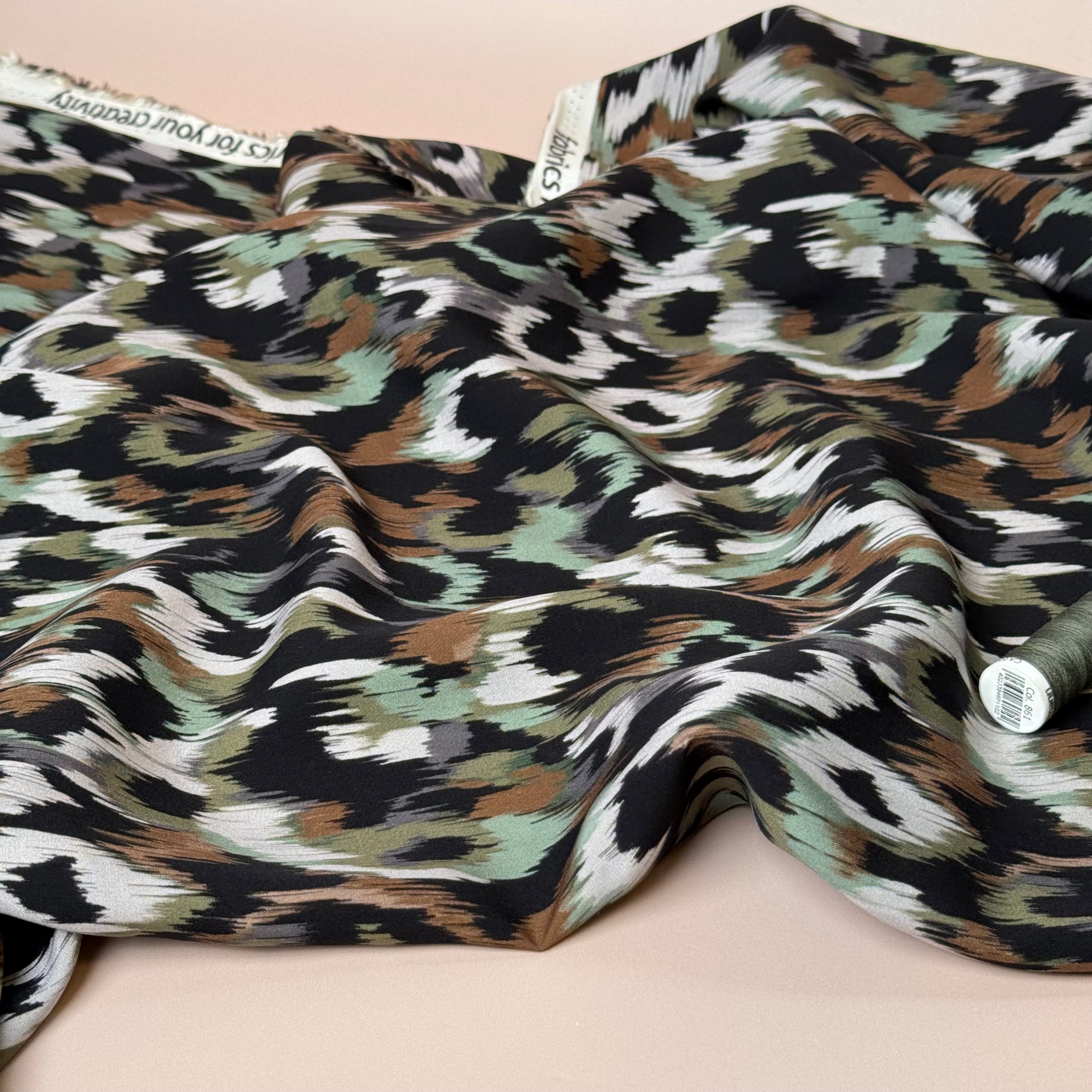 Abstract Animal Viscose Poplin Fabric