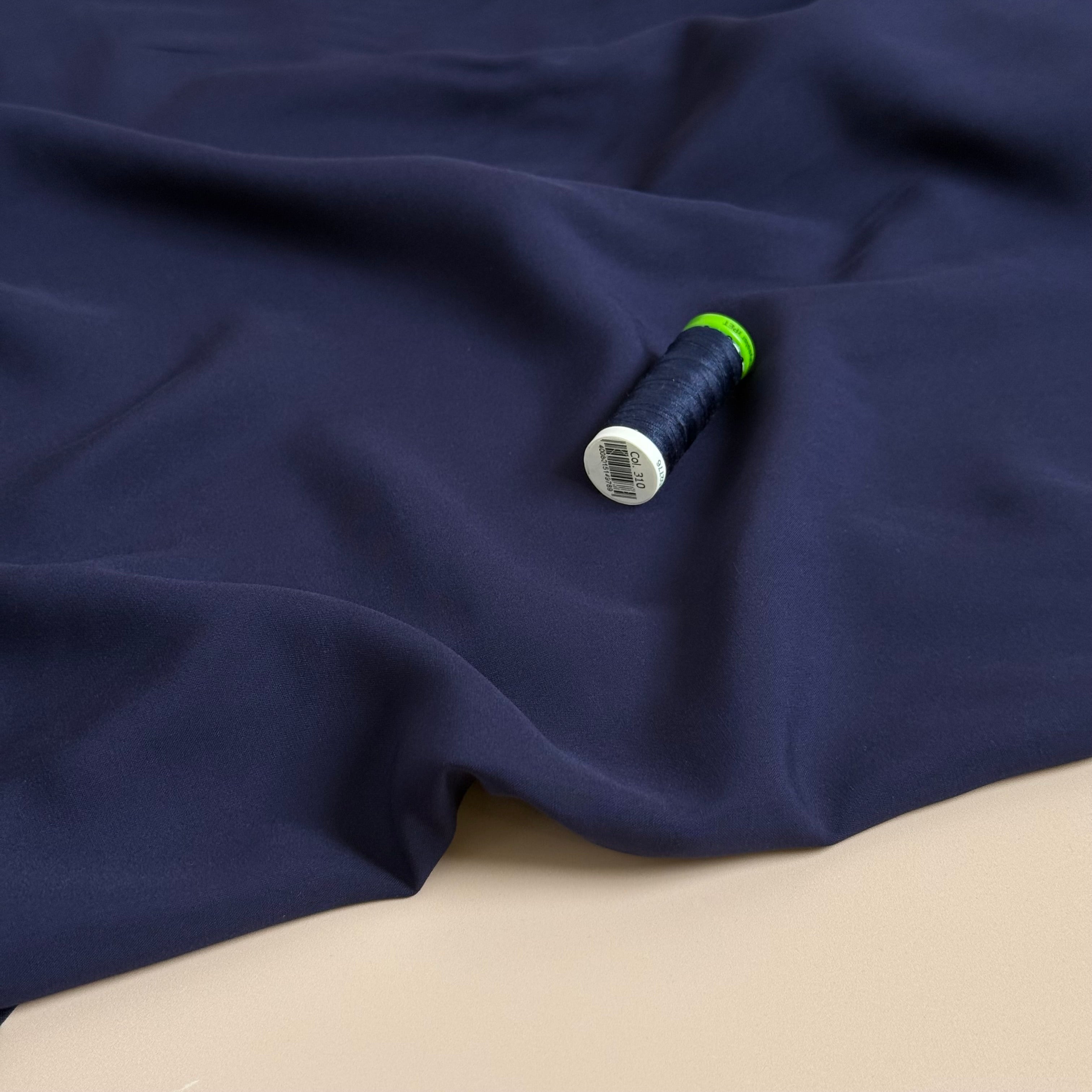 Elegance Navy Plain ECOVERO Viscose Fabric