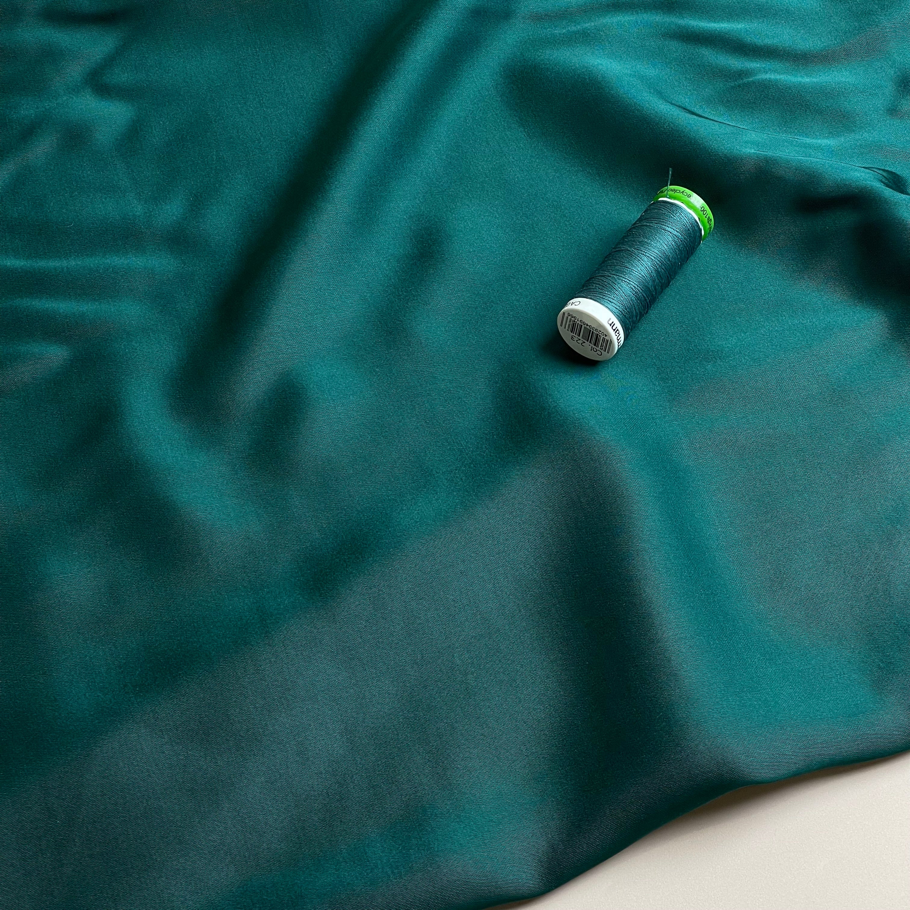 Bottle Green Solid Viscose Sateen Fabric