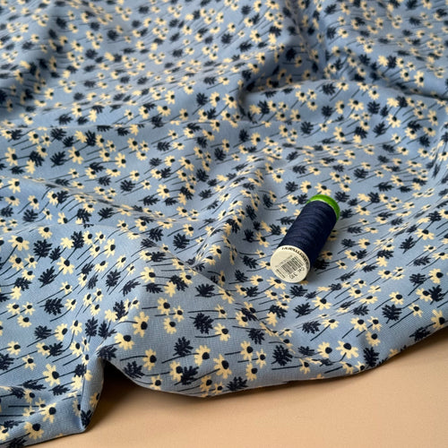 Winter Daisies Cotton Jersey Fabric