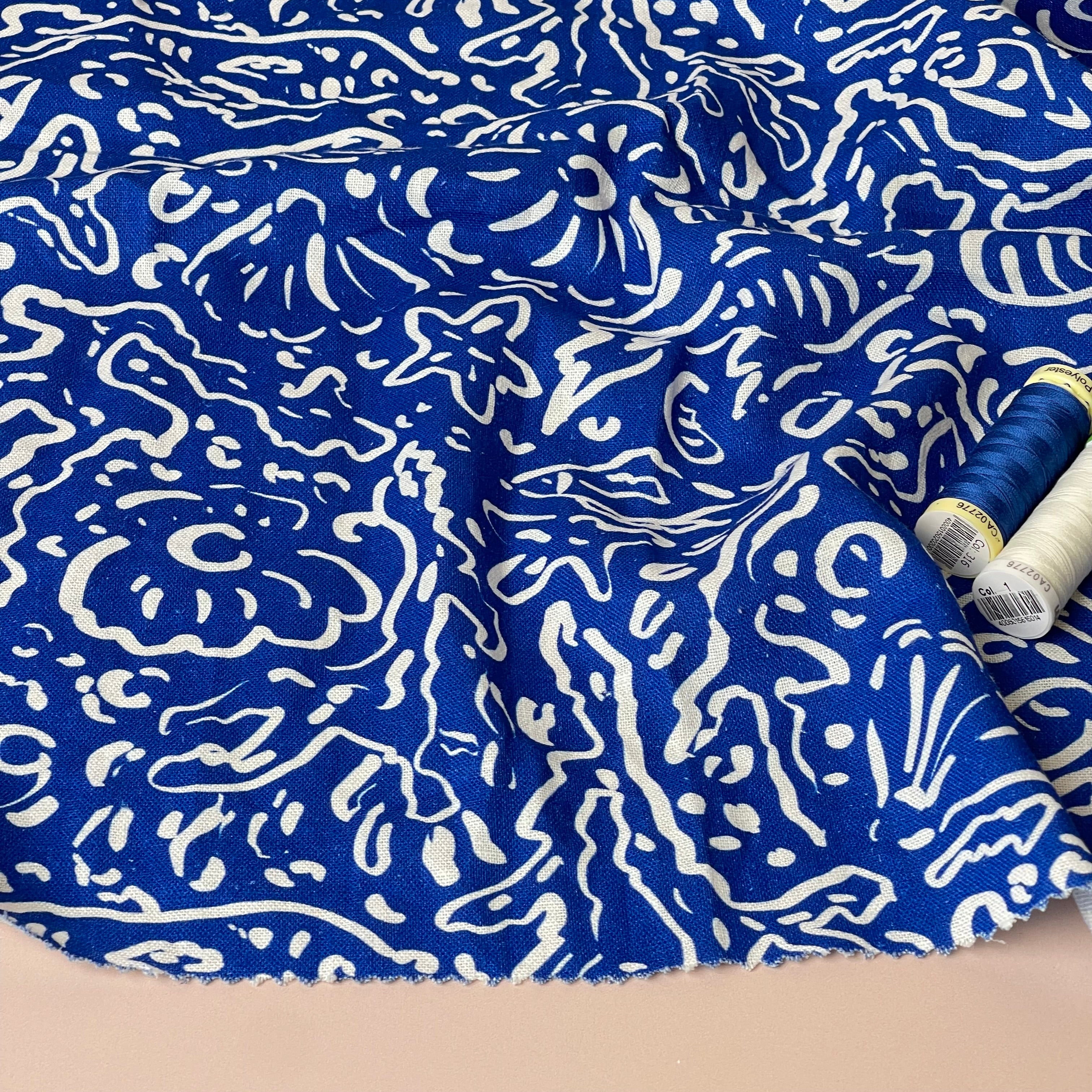 Adventure - Sealife Blue Linen Viscose Blend Fabric