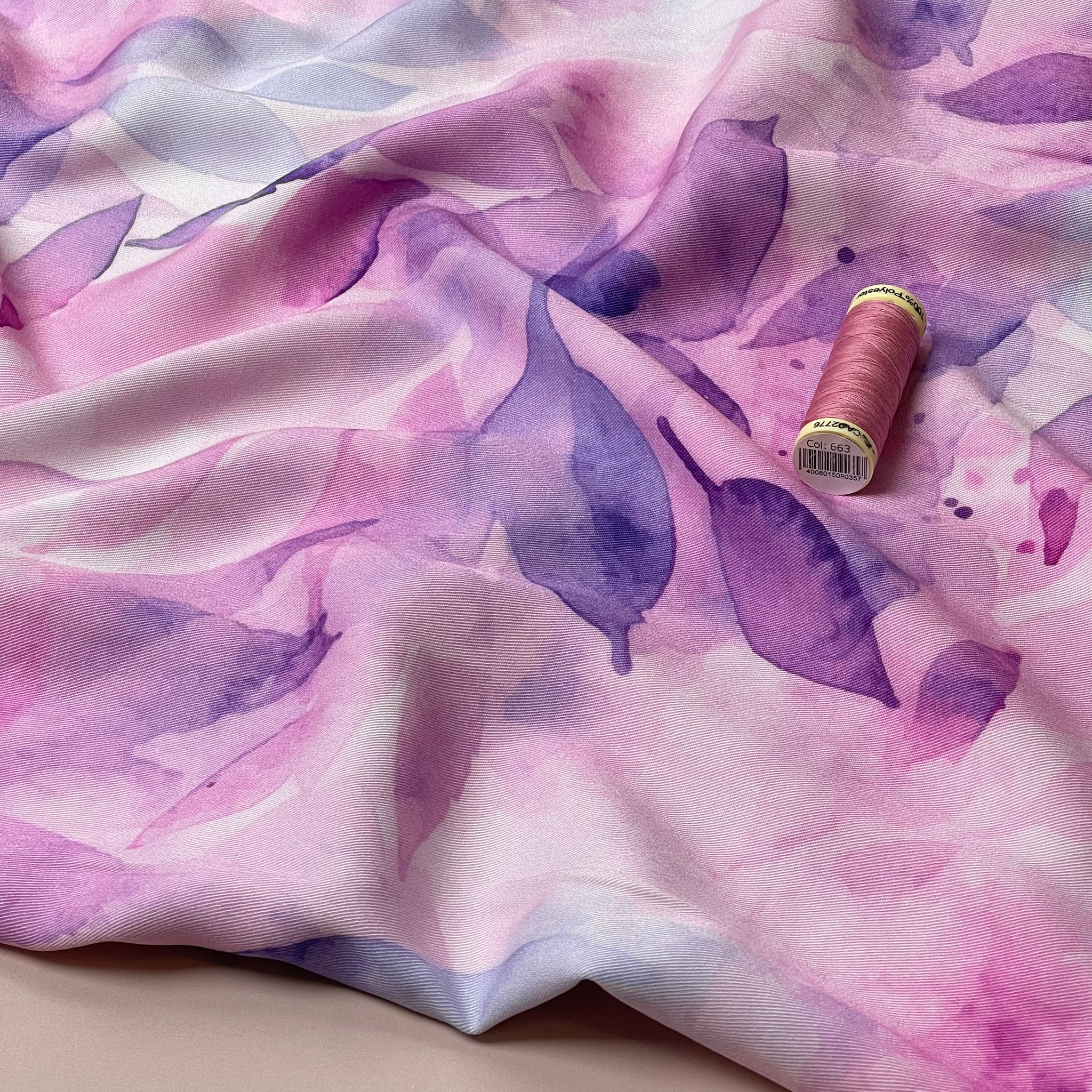 Light & Lush - Lilac Foliage Viscose Twill Fabric