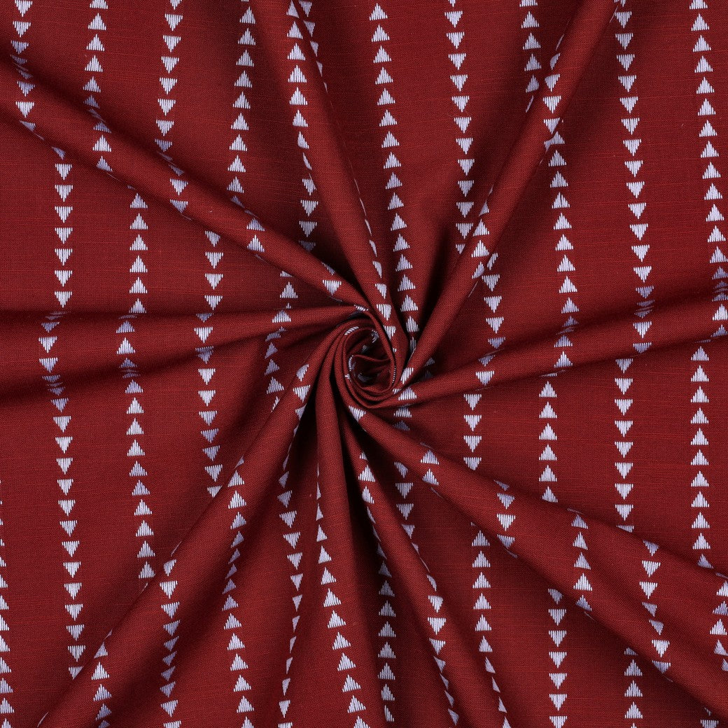 Boho Triangles Burgundy Yarn Dyed Cotton Jacquard