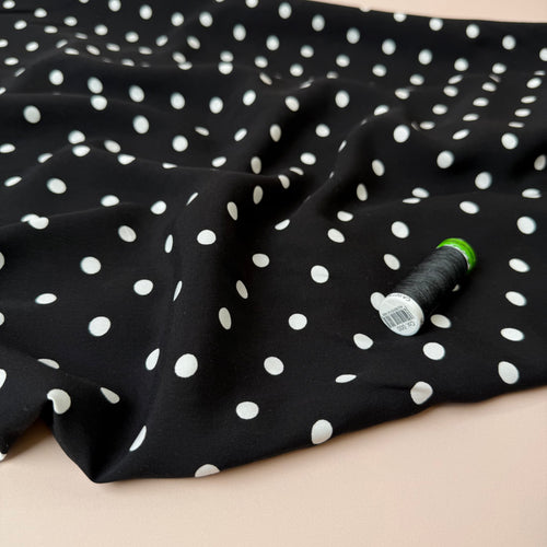 Classic Polka Dot Black Viscose Fabric