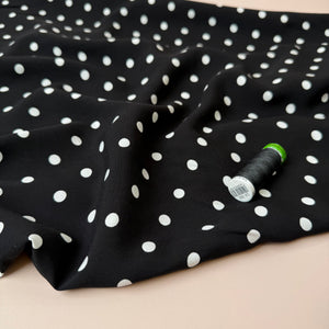 Classic Polka Dot Black Viscose Fabric