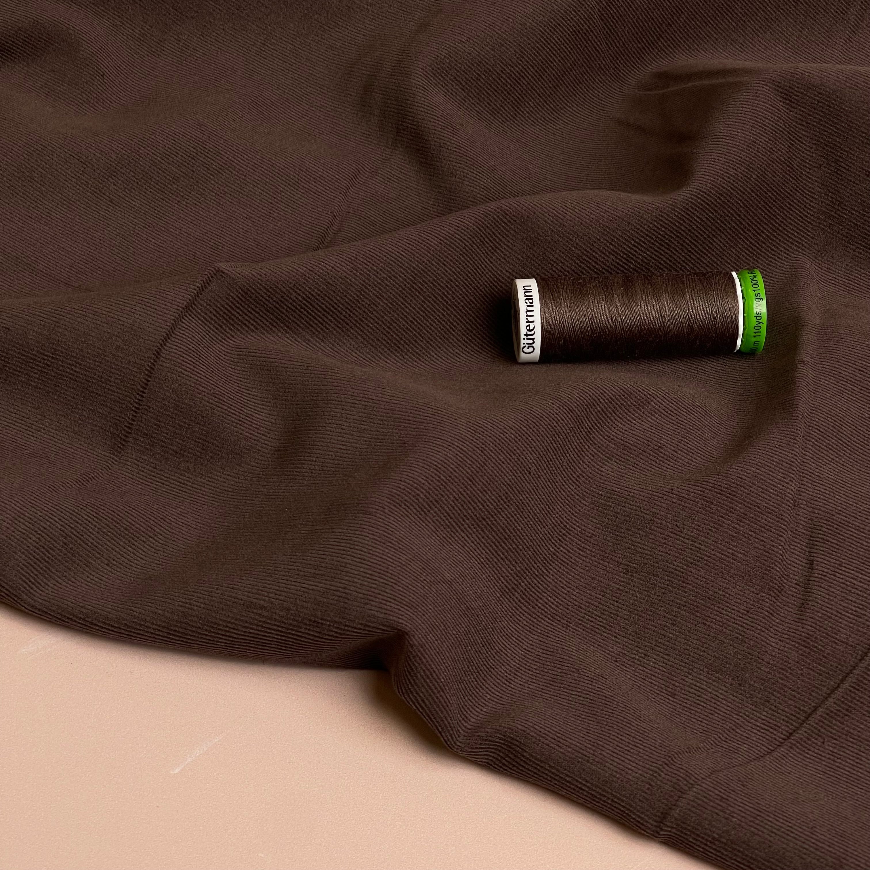 28 Wale Pure Cotton Needlecord in Dark Brown