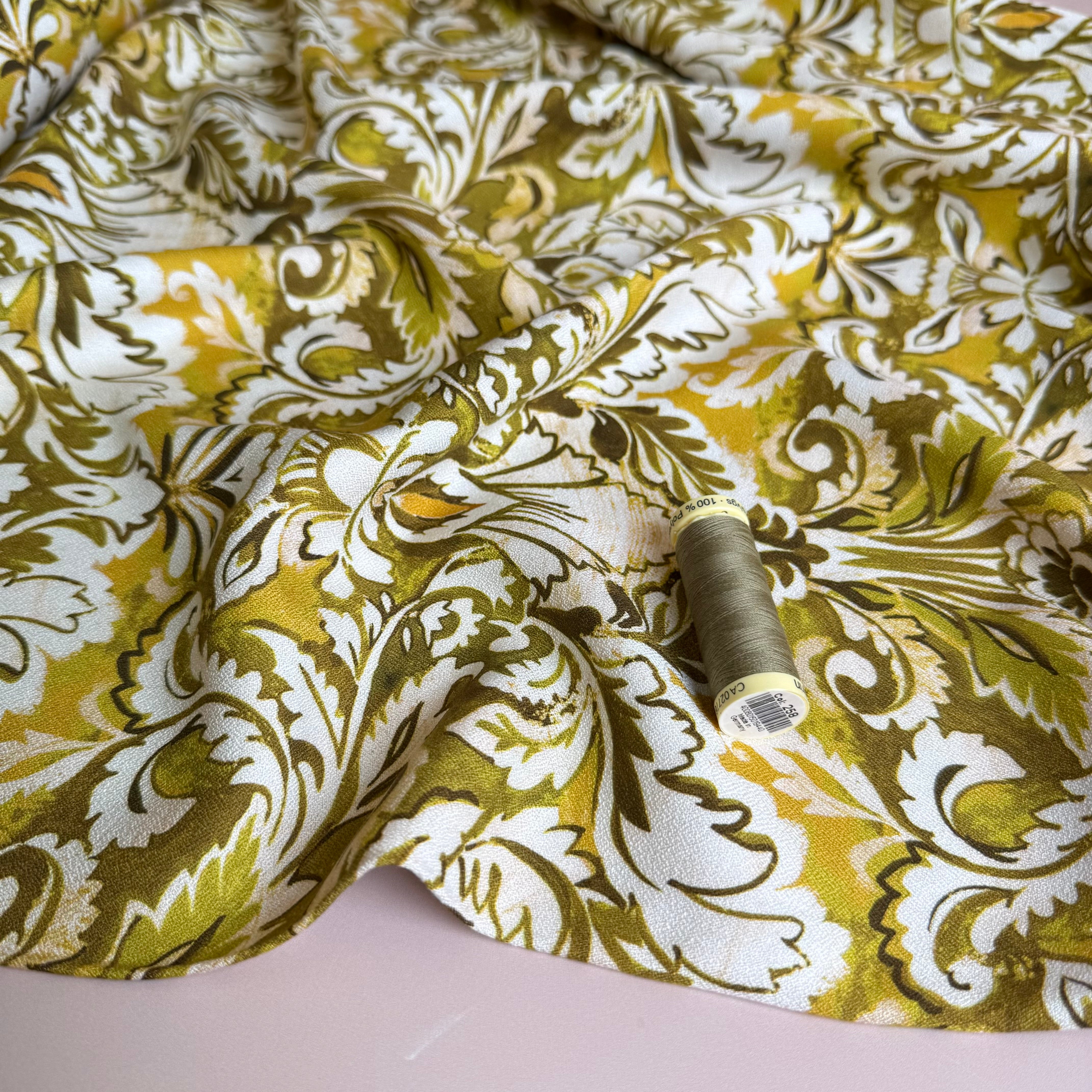 Ochre Ornaments Soft Viscose Crepe