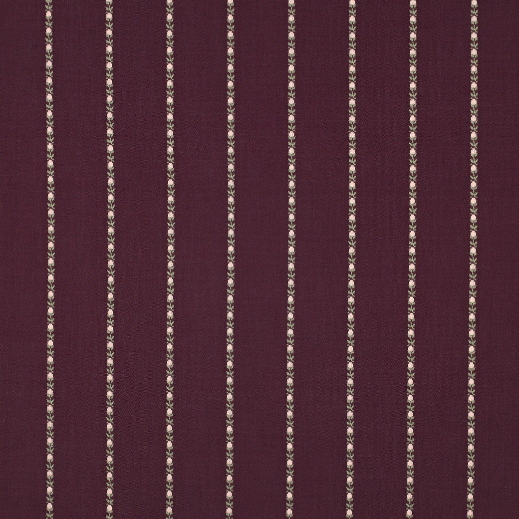 Flowers in Stripes Burgundy Cotton Jacquard Fabric