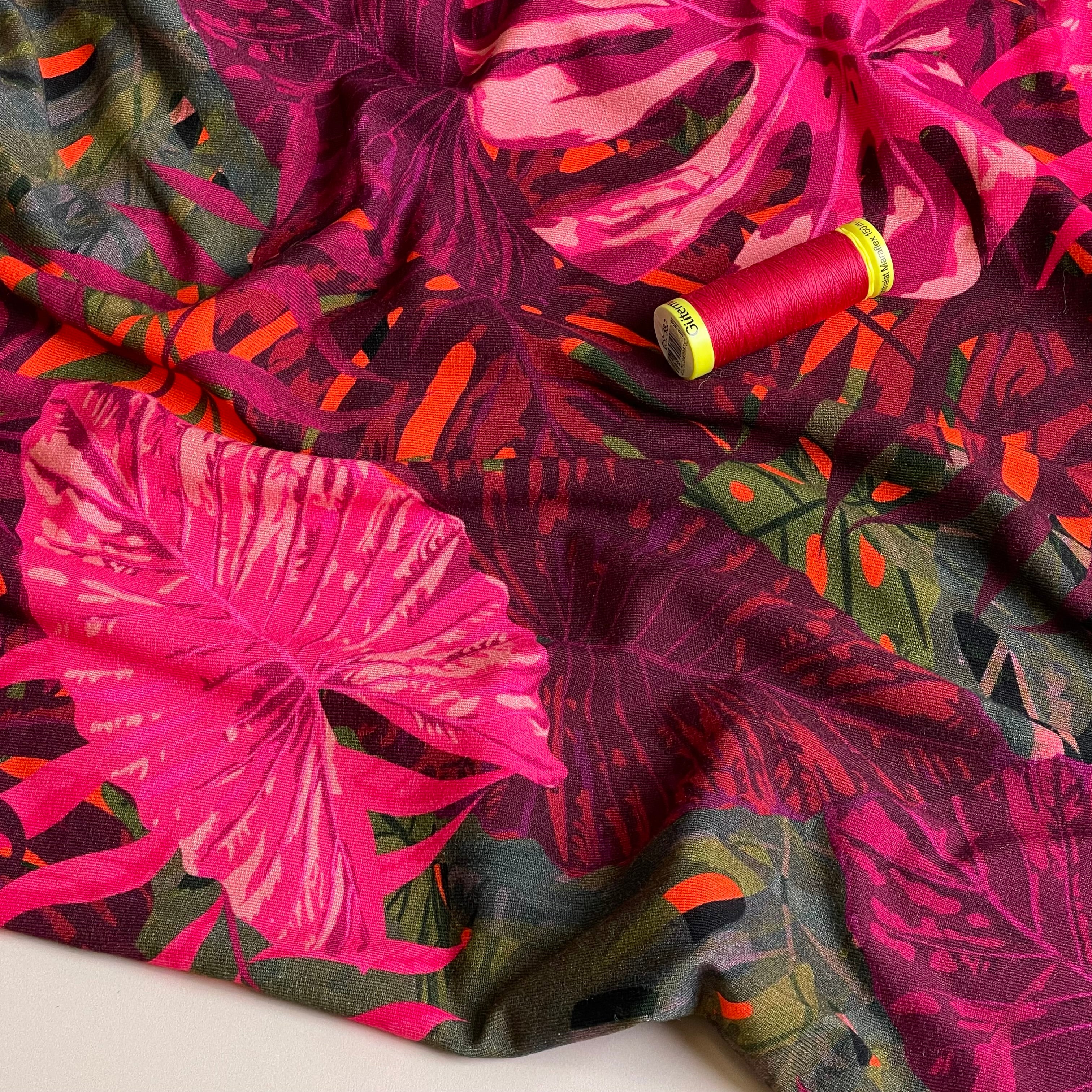 Botanical Foliage Viscose Jersey Fabric