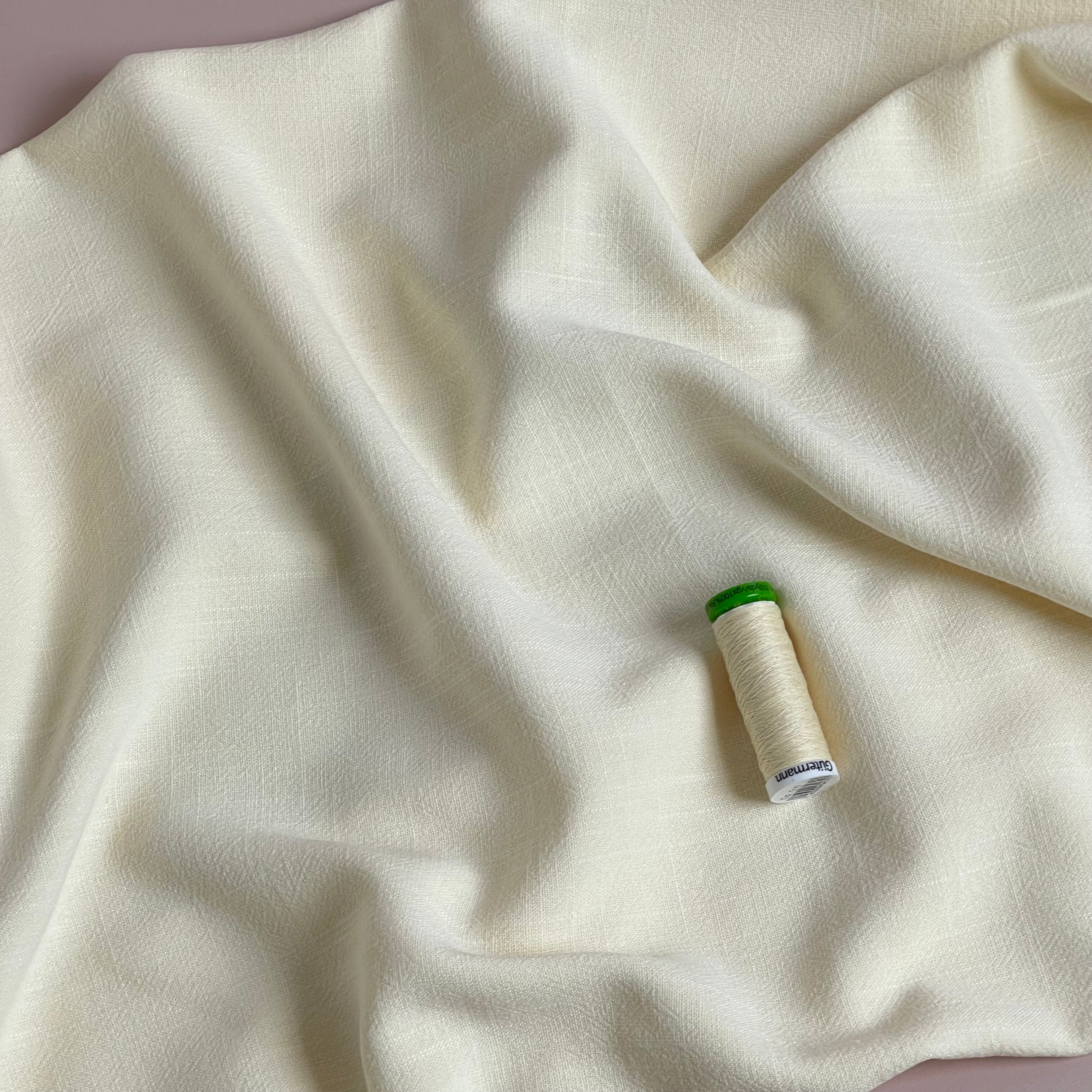 Flow Cream Viscose Linen Blend Dress Fabric