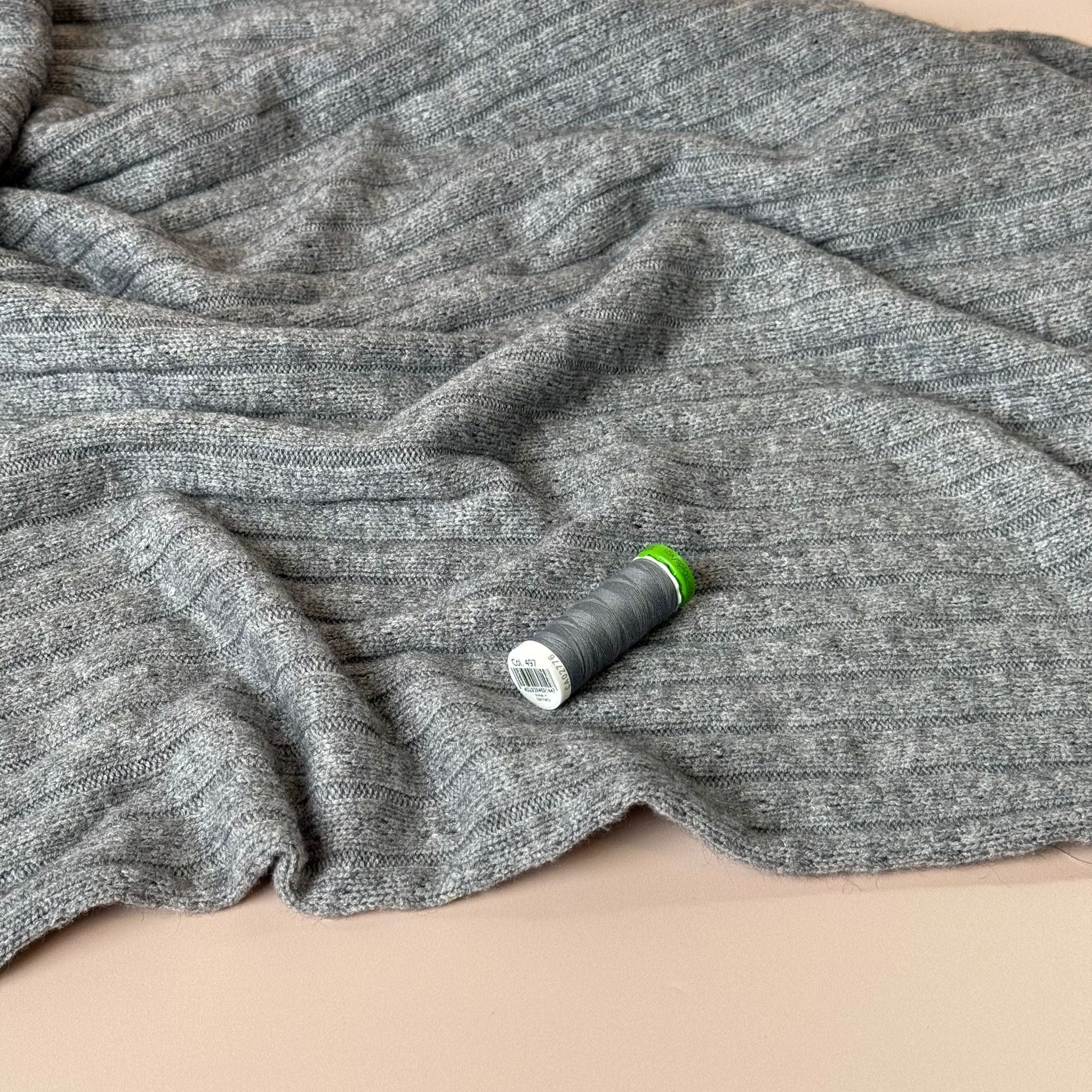 Montreal Rayon Blend Cable Sweater Knit in Grey Melange