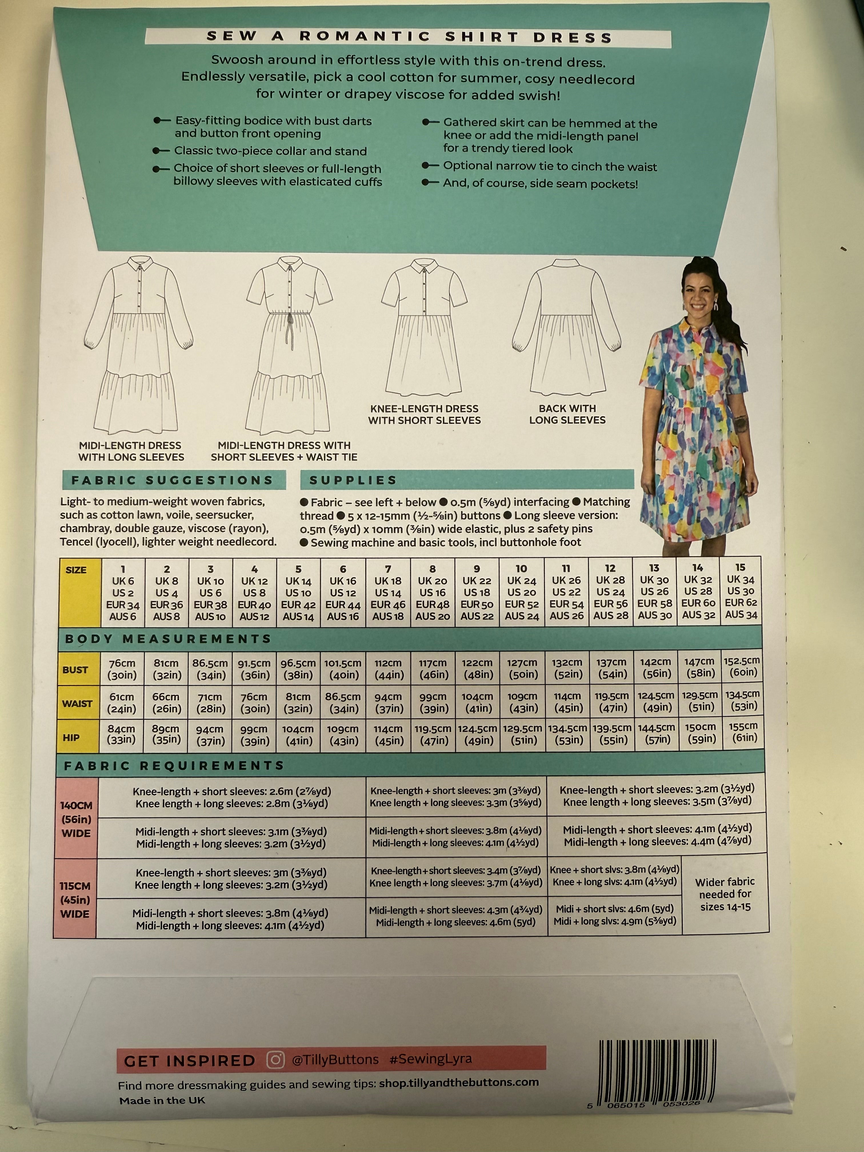 Sewing Kit - Lyra Shirt Dress in Mosaics Viscose (Multiple Colours)