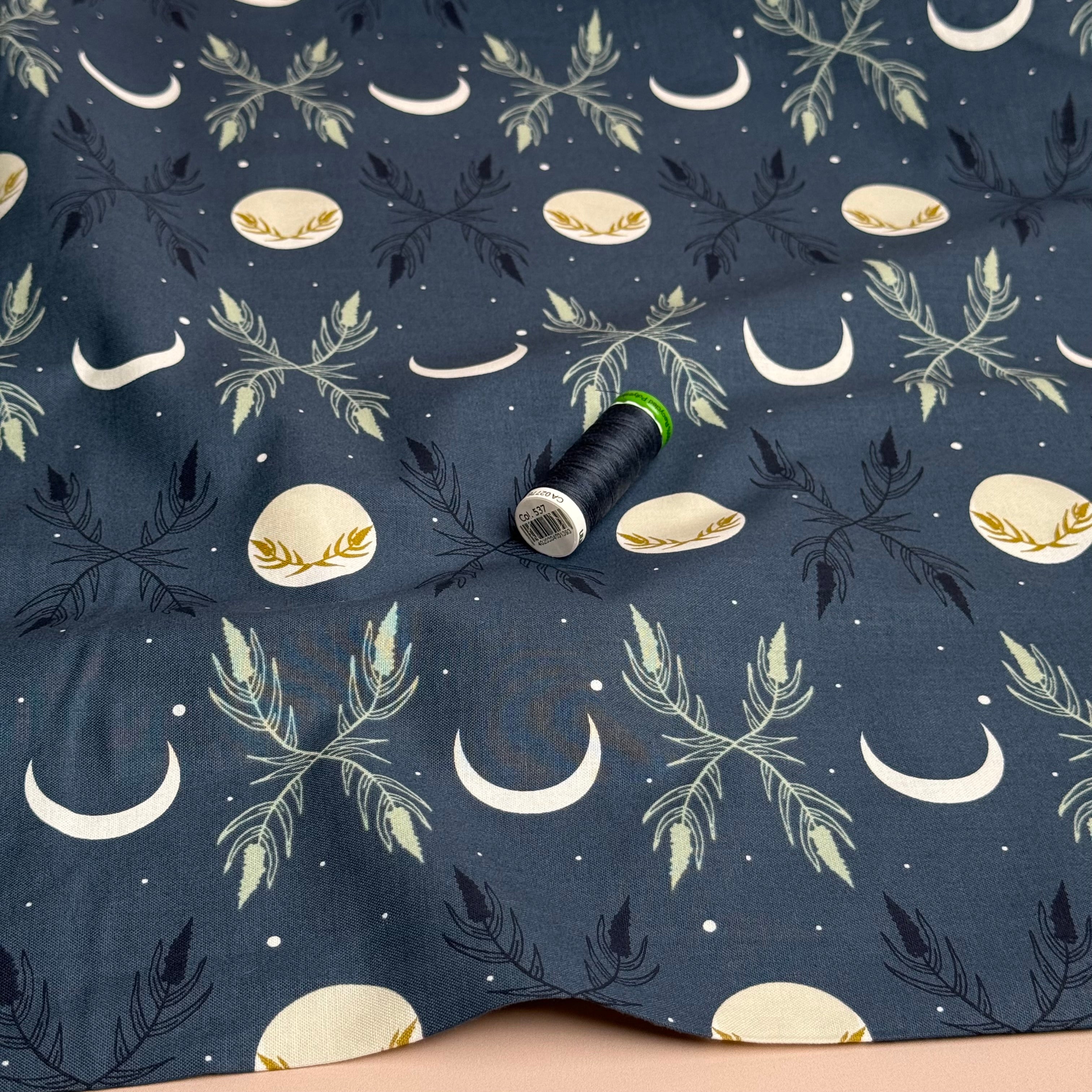Cotton and Steel - Harvest Moon in Night Japanese Cotton Fabric