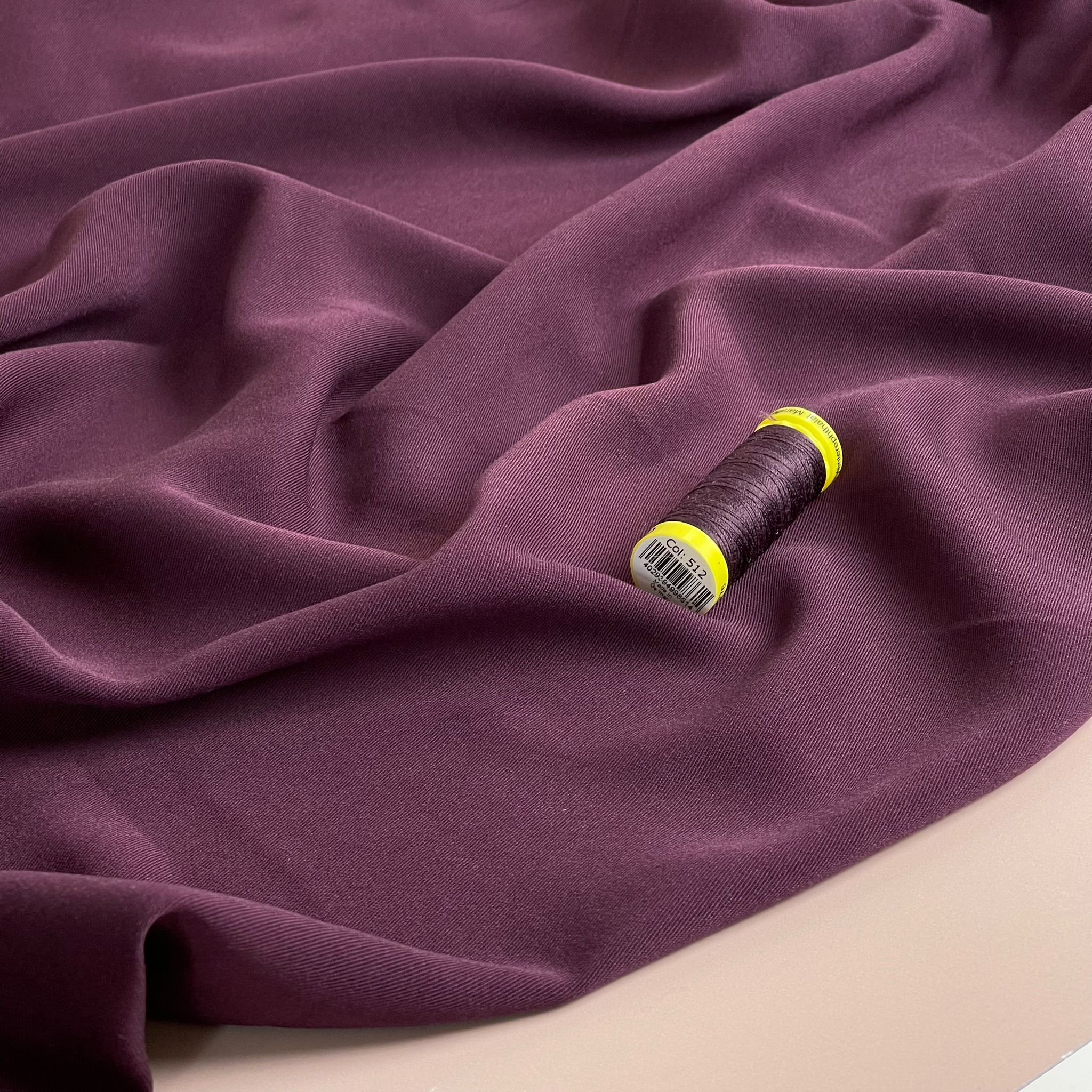 Grandeur Plum Viscose Twill Dress Fabric