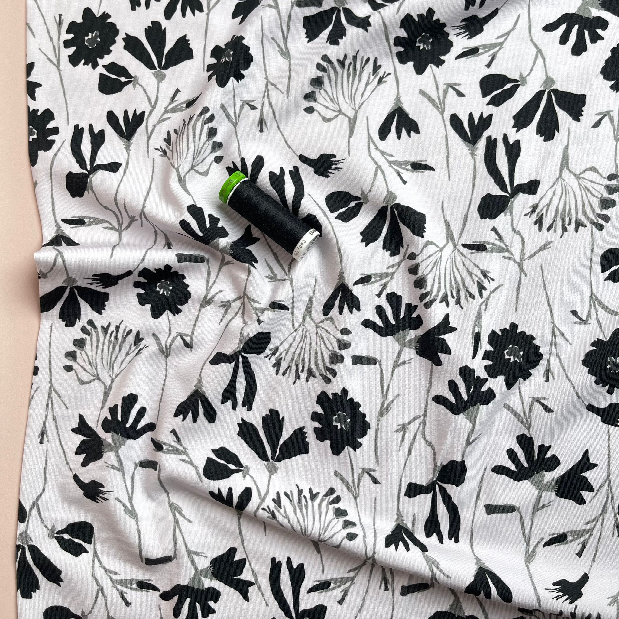 Danish Design - Monochrome Wildflowers Cotton Jersey