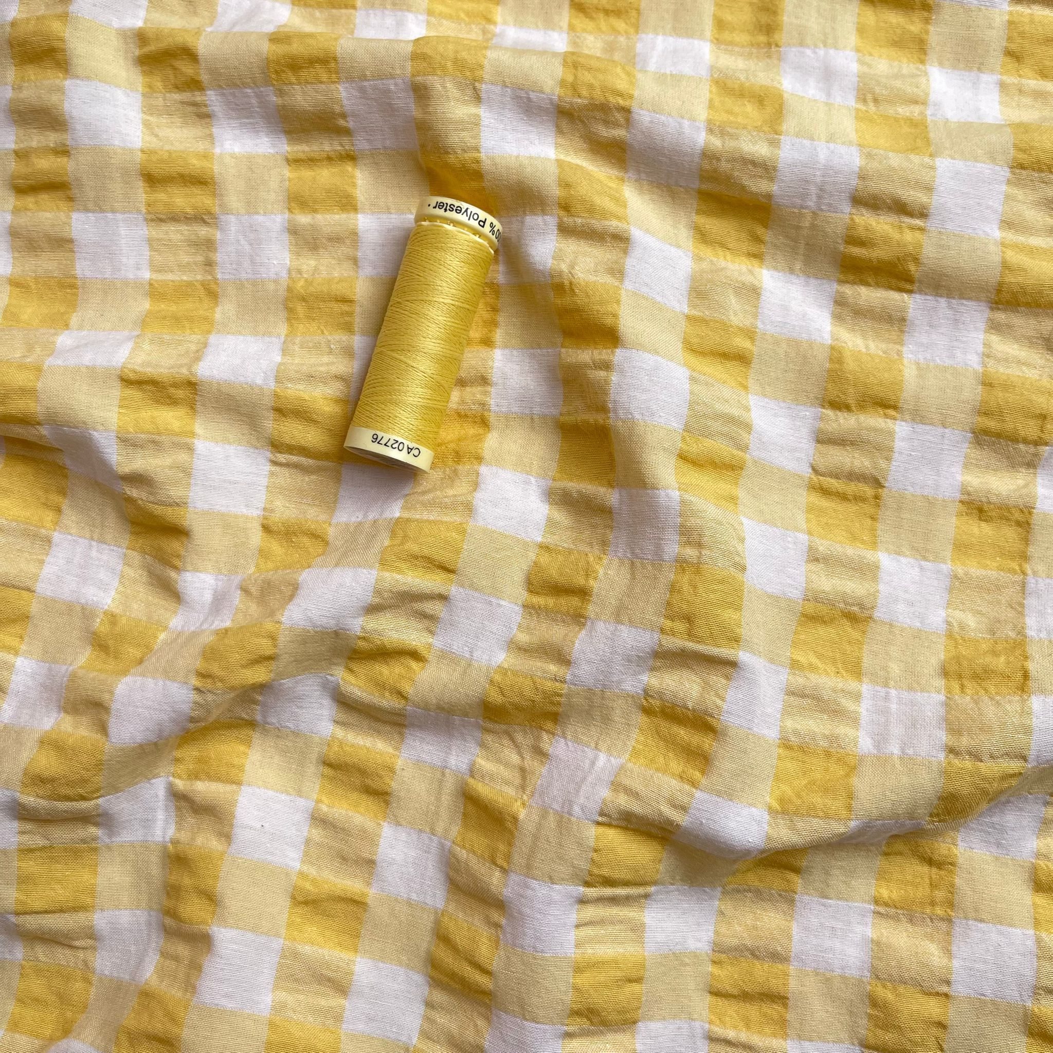 Ex-Designer Sunshine Gingham Cotton Viscose Seersucker Fabric