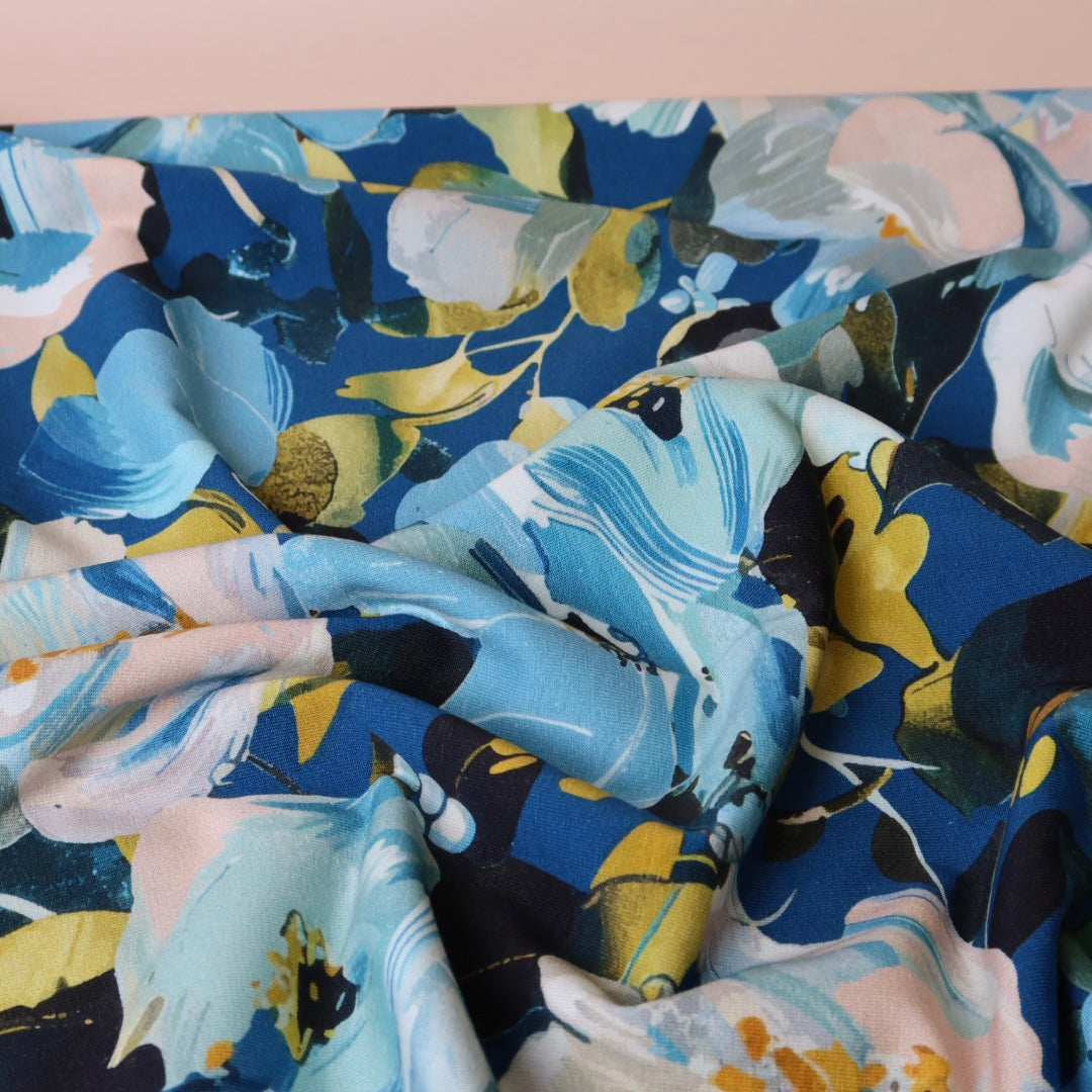 REMNANT 1.2 Metres - Danish Design - Ocean Blooms Cotton Jersey