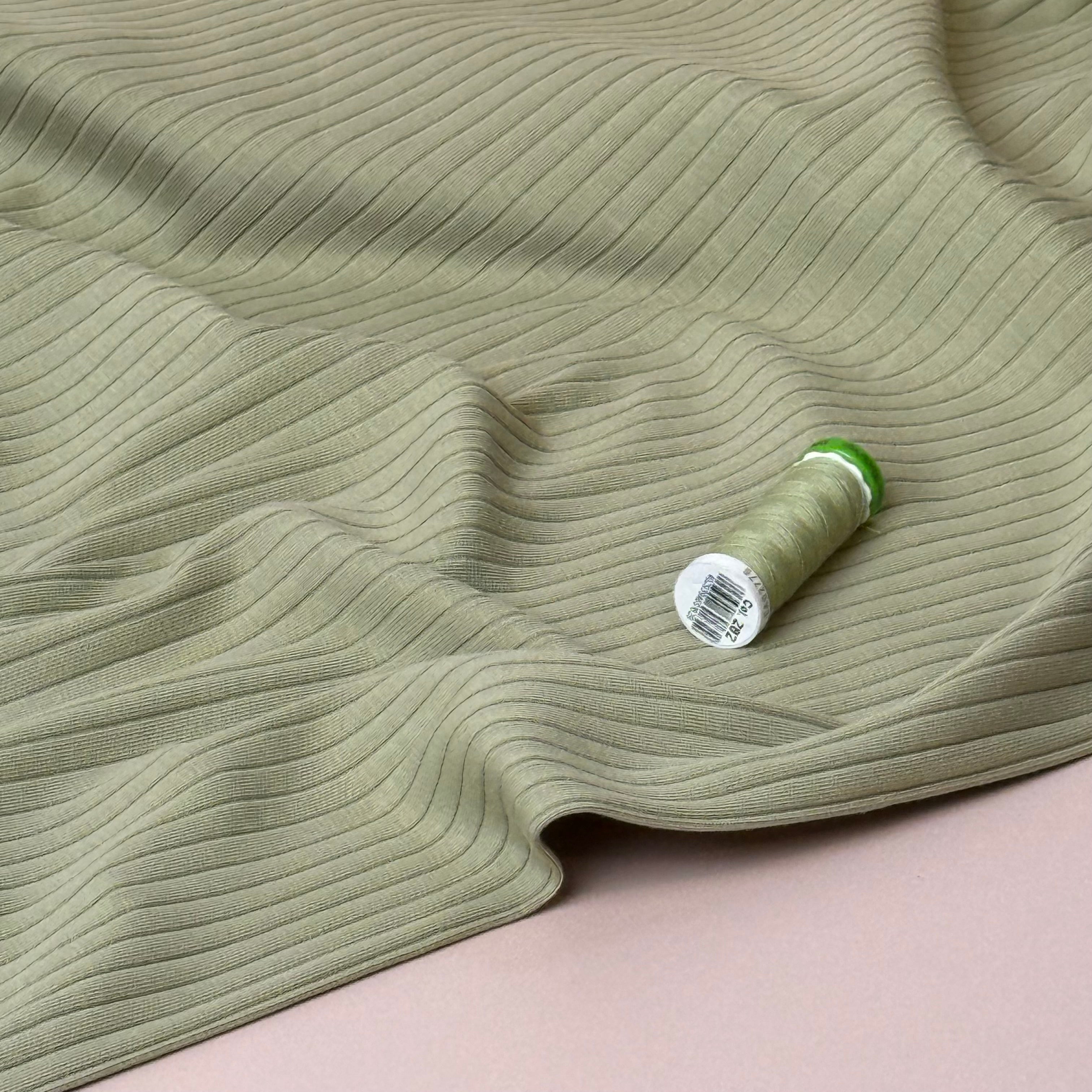 Tea Green Cotton Ribbed Jersey