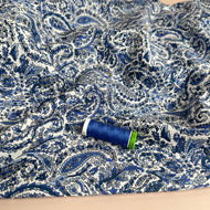 Vintage Paisley in Blue Cotton Lawn Fabric